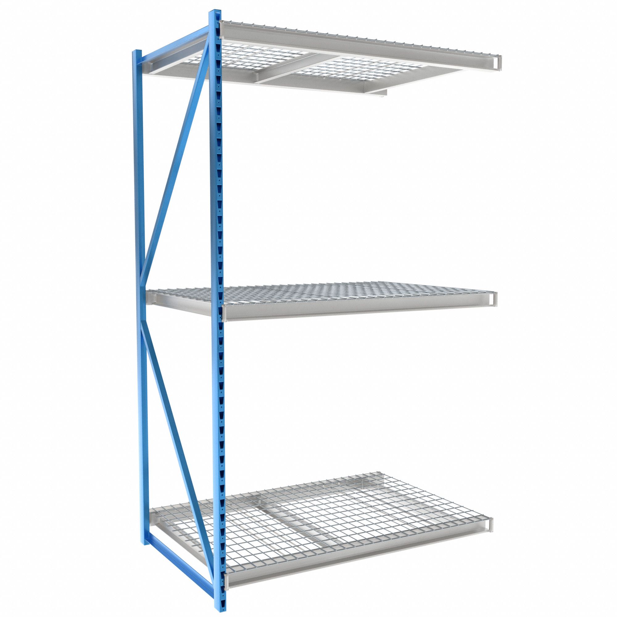 Bulk Rack Shelving: Add-On, Heavy-Duty, 72 in x 48 in x 123 in, Steel Wire, 3 Shelves