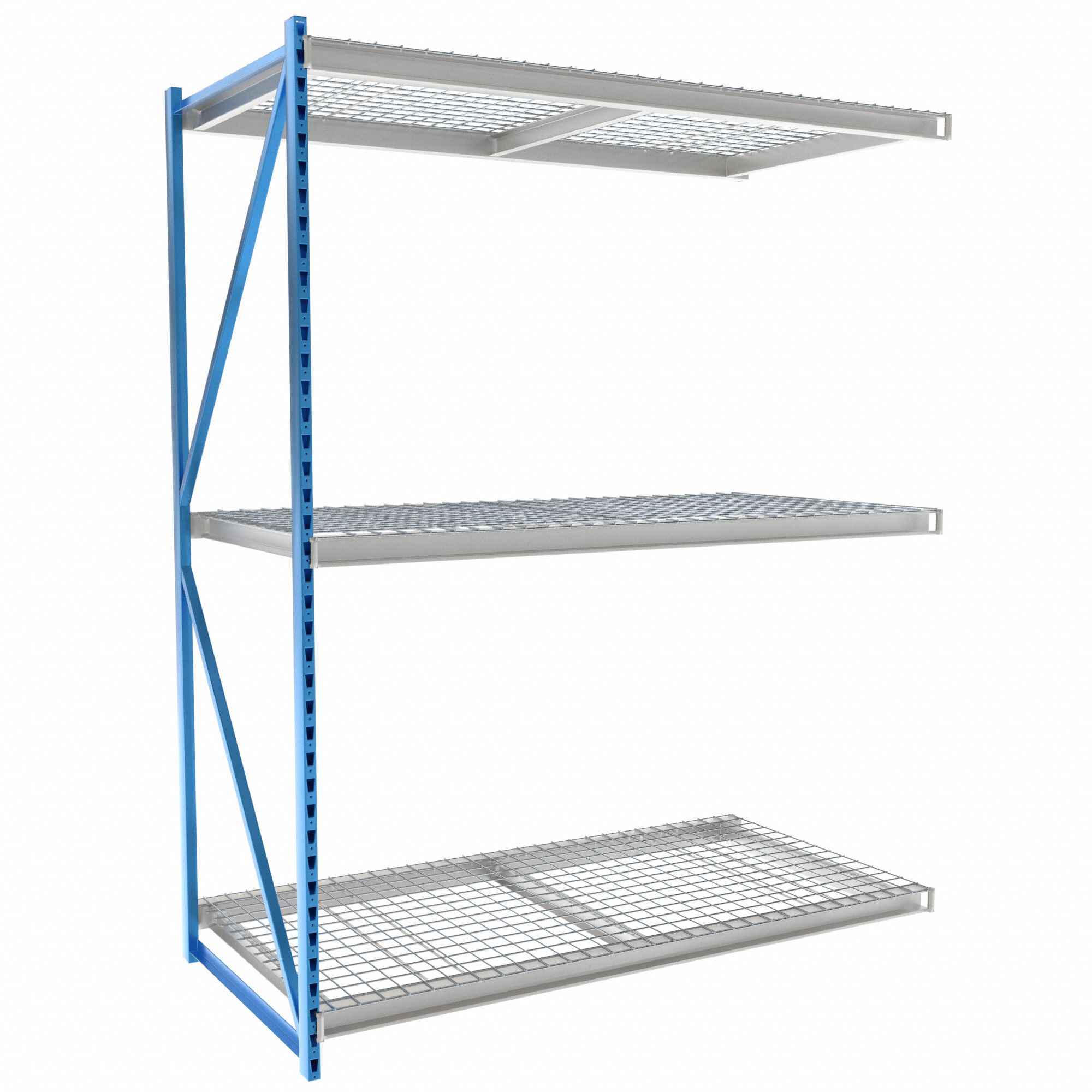 Bulk Rack Shelving: Add-On, Heavy-Duty, 96 in x 48 in x 123 in, Steel Wire, 3 Shelves