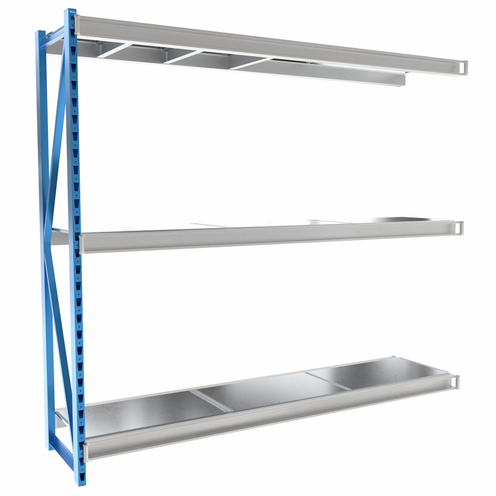 Bulk Rack Shelving: Add-On, Heavy-Duty, 96 in x 24 in x 87 in, Solid Steel, 3 Shelves
