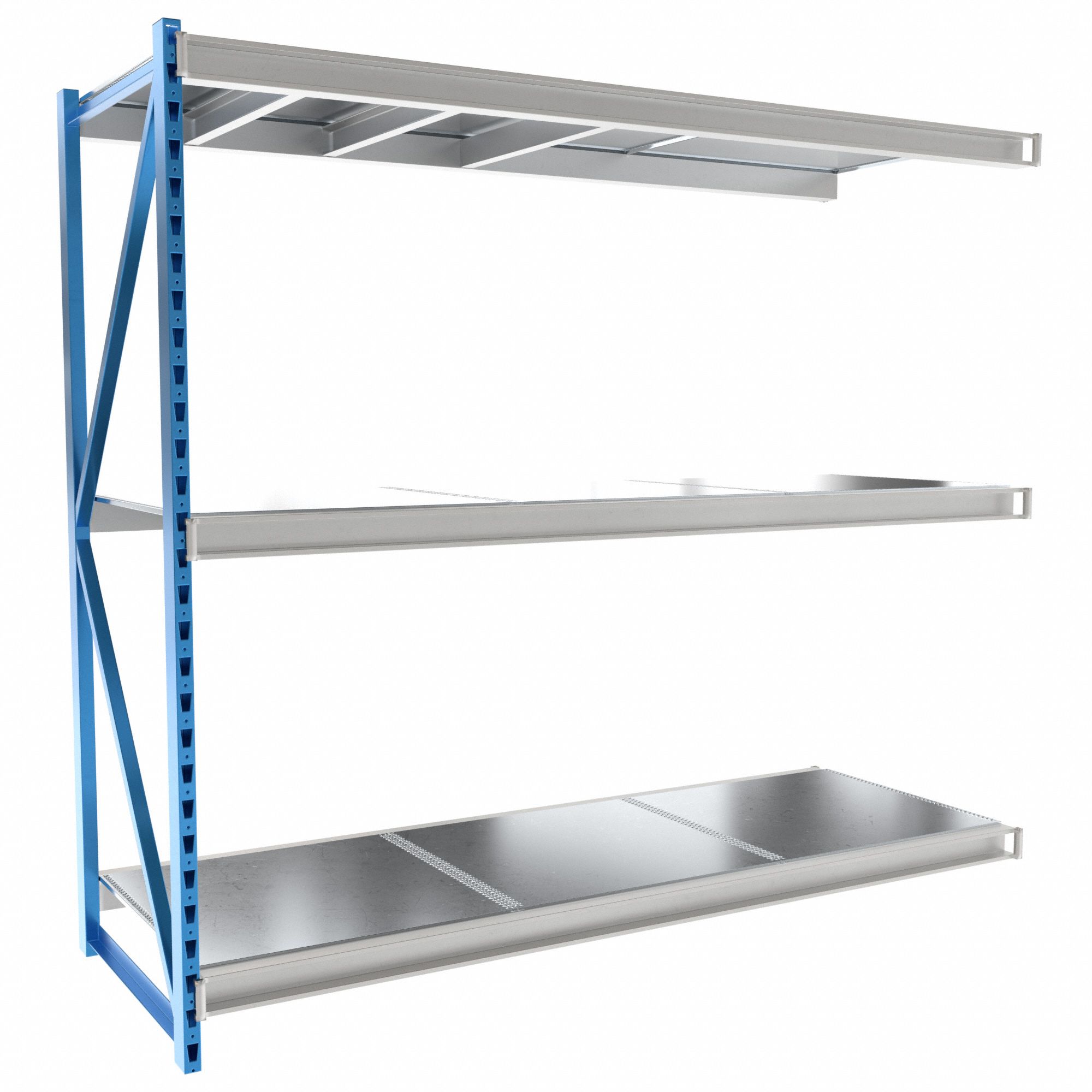 Bulk Rack Shelving: Add-On, Heavy-Duty, 96 in x 36 in x 87 in, Solid Steel, 3 Shelves