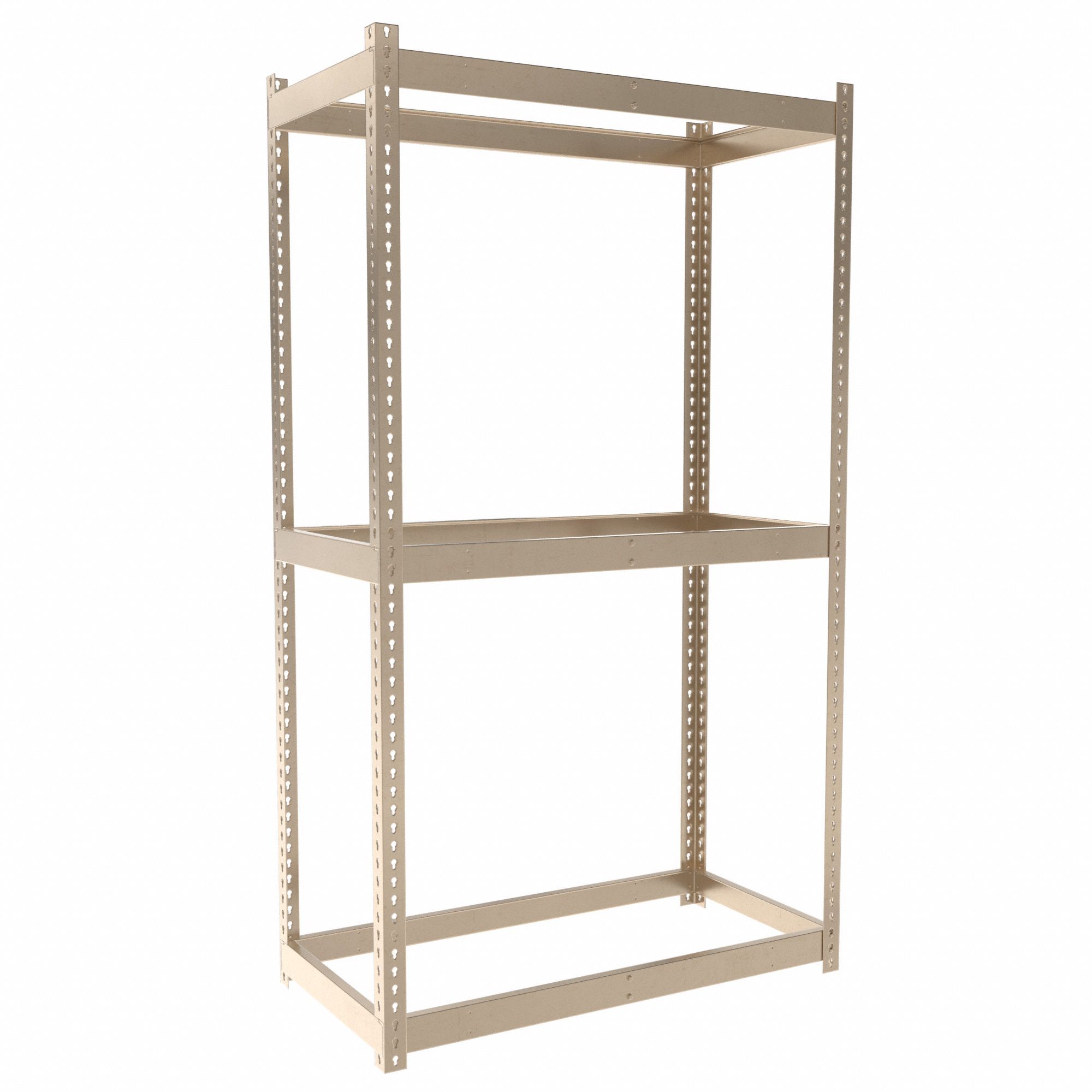 Boltless Shelving: Starter, Light-Duty, 48 in x 24 in, 84 in Overall Ht, 3 Shelves, Open