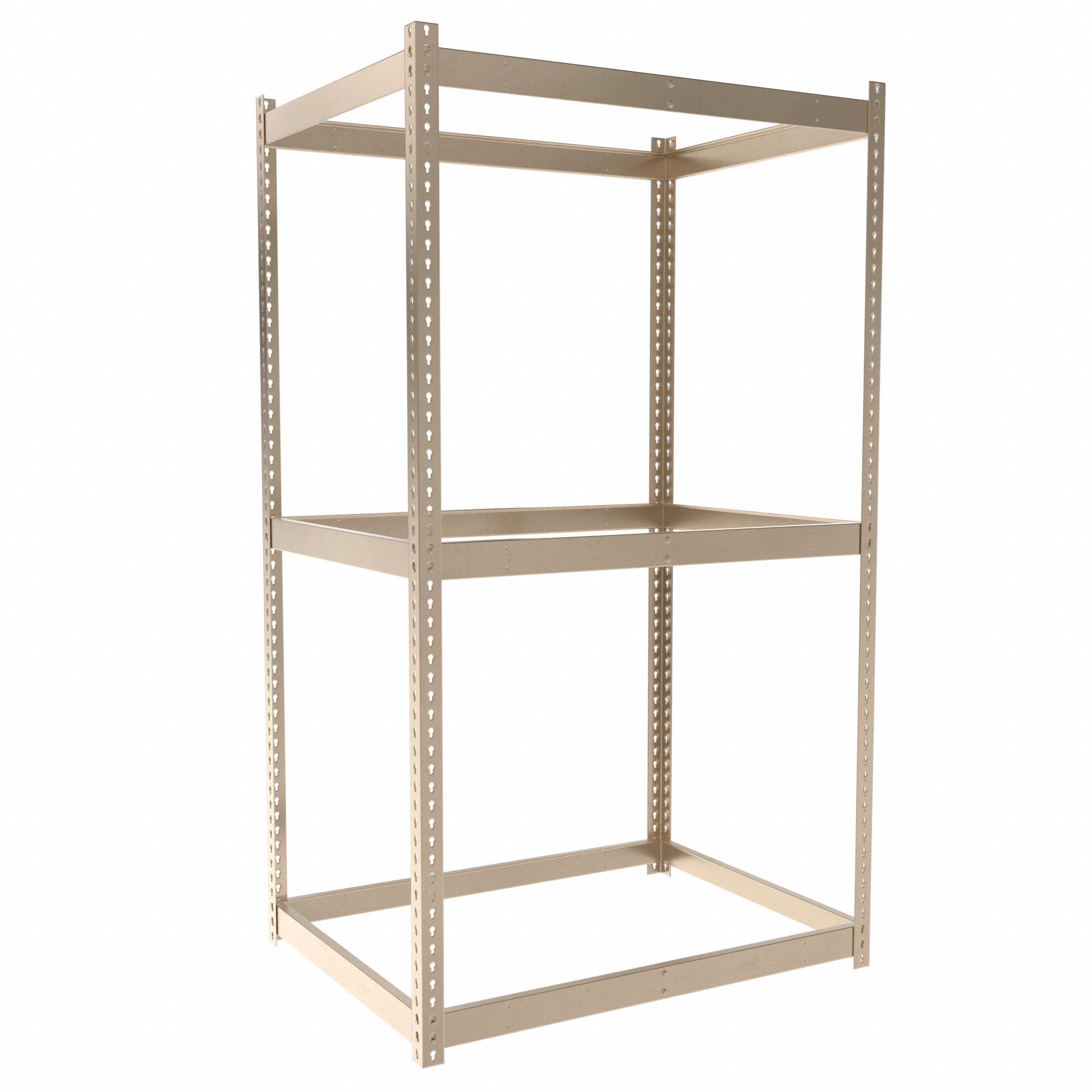Boltless Shelving: Starter, Light-Duty, 48 in x 36 in, 84 in Overall Ht, 3 Shelves, Open