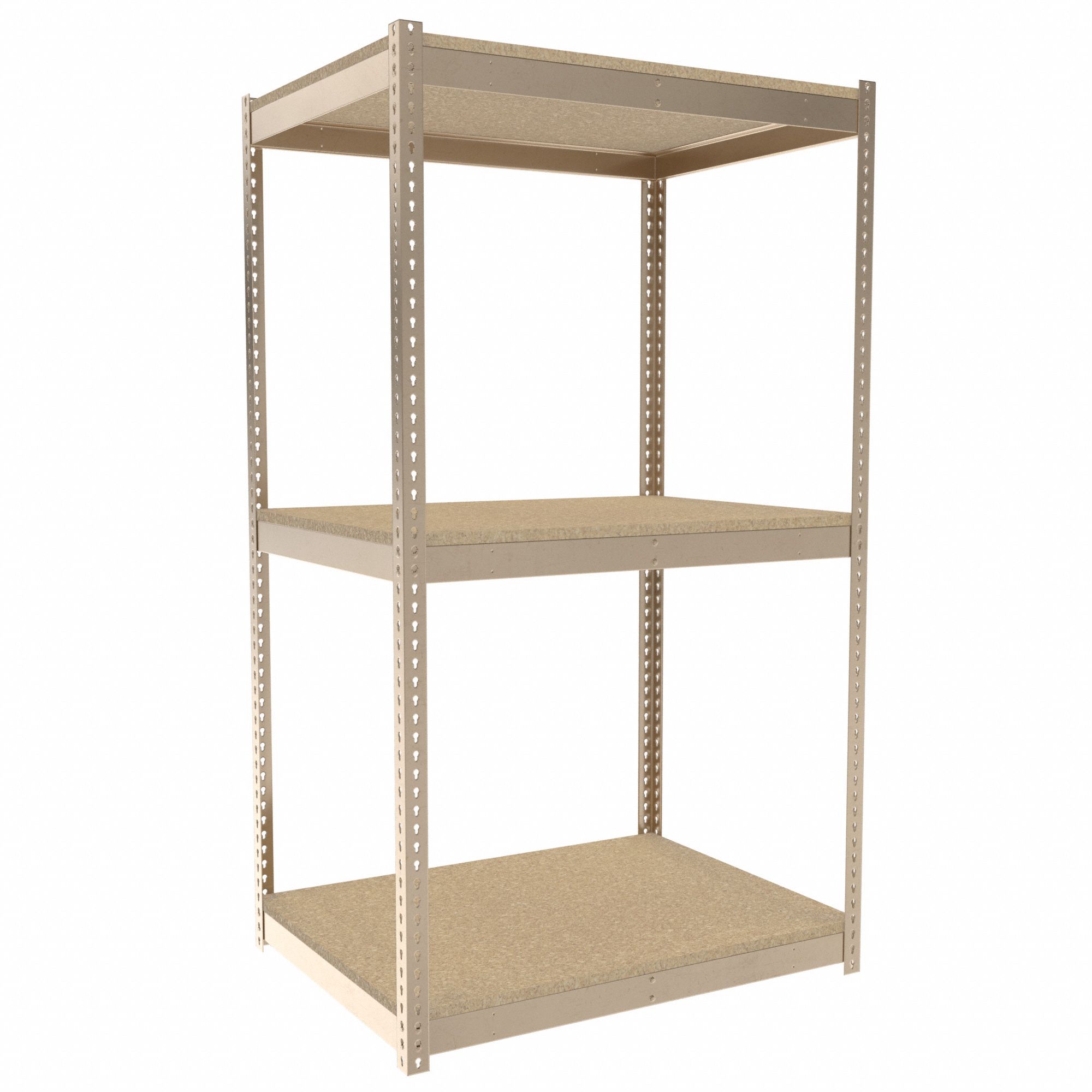 Boltless Shelving: Starter, Light-Duty, 48 in x 36 in, 84 in Overall Ht, 3 Shelves, Open