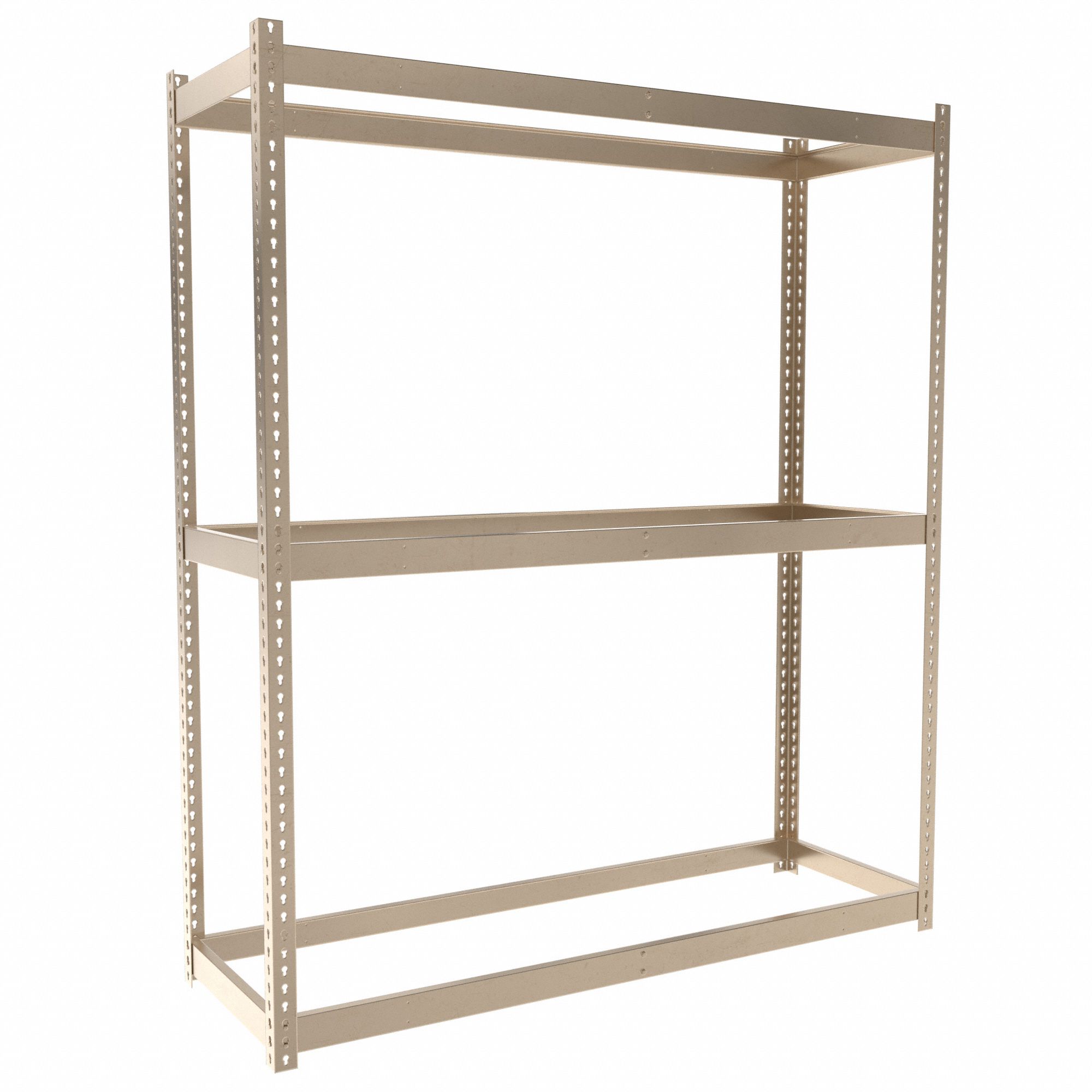 Boltless Shelving: Starter, Light-Duty, 72 in x 24 in, 84 in Overall Ht, 3 Shelves, Open