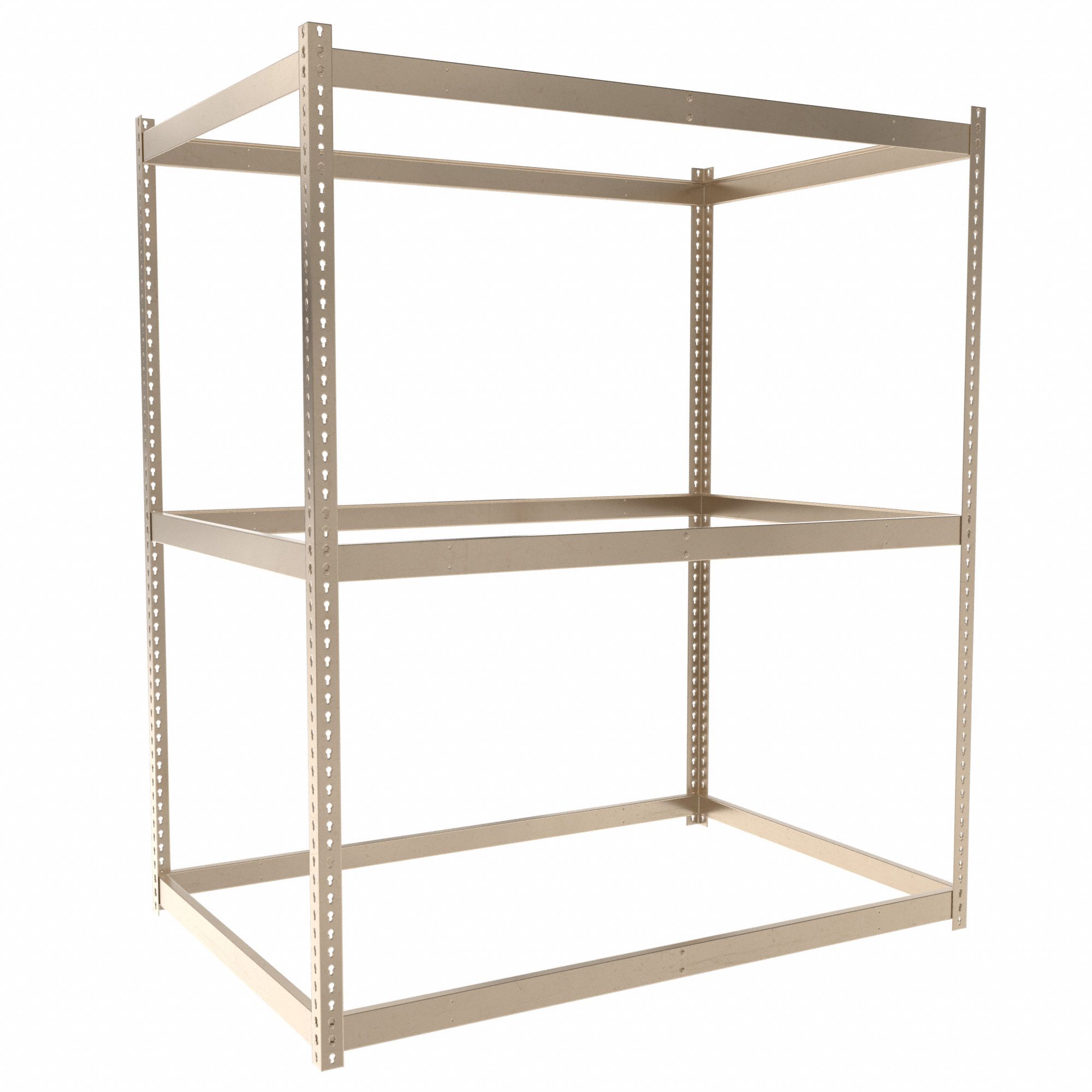 Boltless Shelving: Starter, Light-Duty, 72 in x 48 in, 84 in Overall Ht, 3 Shelves, Open