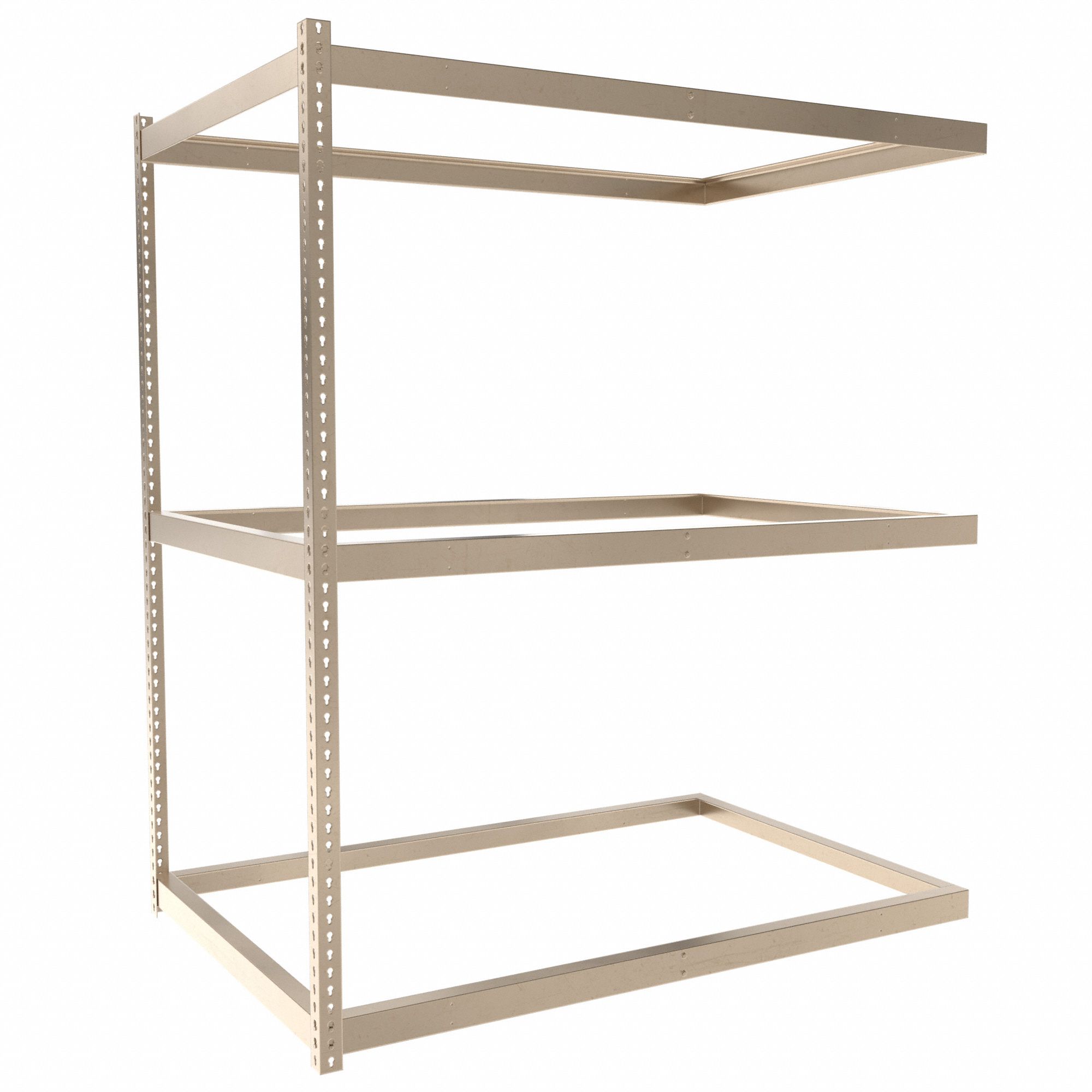 Boltless Shelving: Add-On, Light-Duty, 72 in x 48 in, 84 in Overall Ht, 3 Shelves