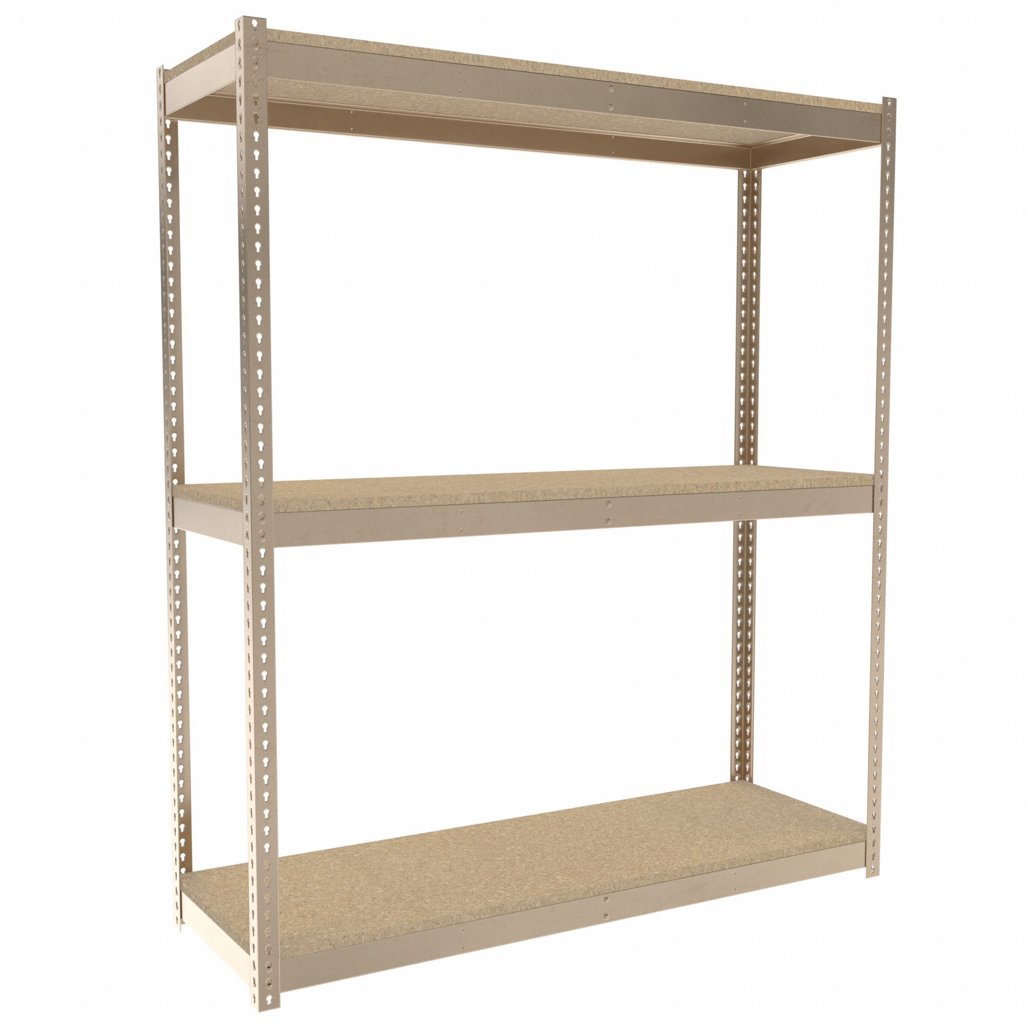Boltless Shelving: Starter, Light-Duty, 72 in x 24 in, 84 in Overall Ht, 3 Shelves, Open