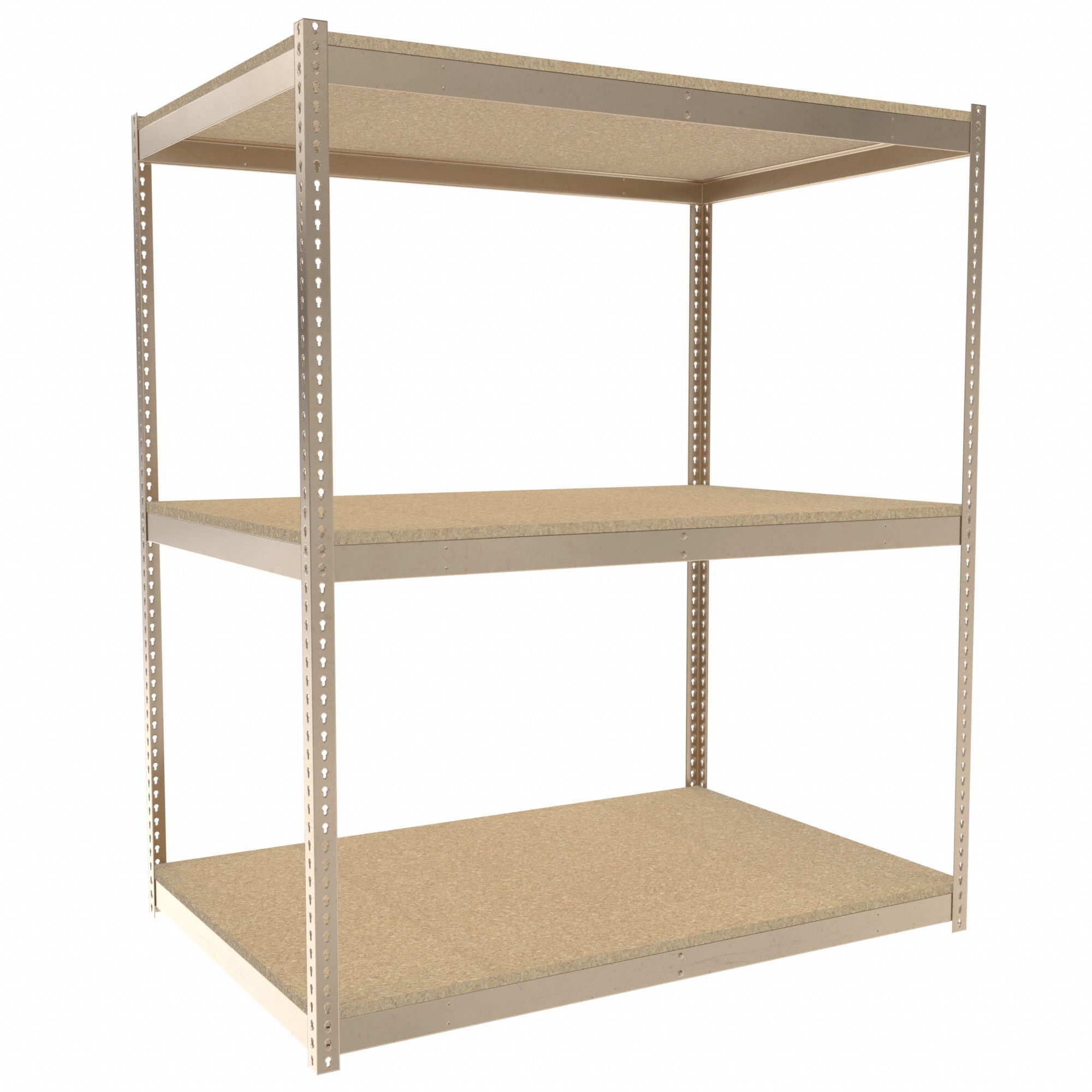 Boltless Shelving: Starter, Light-Duty, 72 in x 48 in, 84 in Overall Ht, 3 Shelves, Open