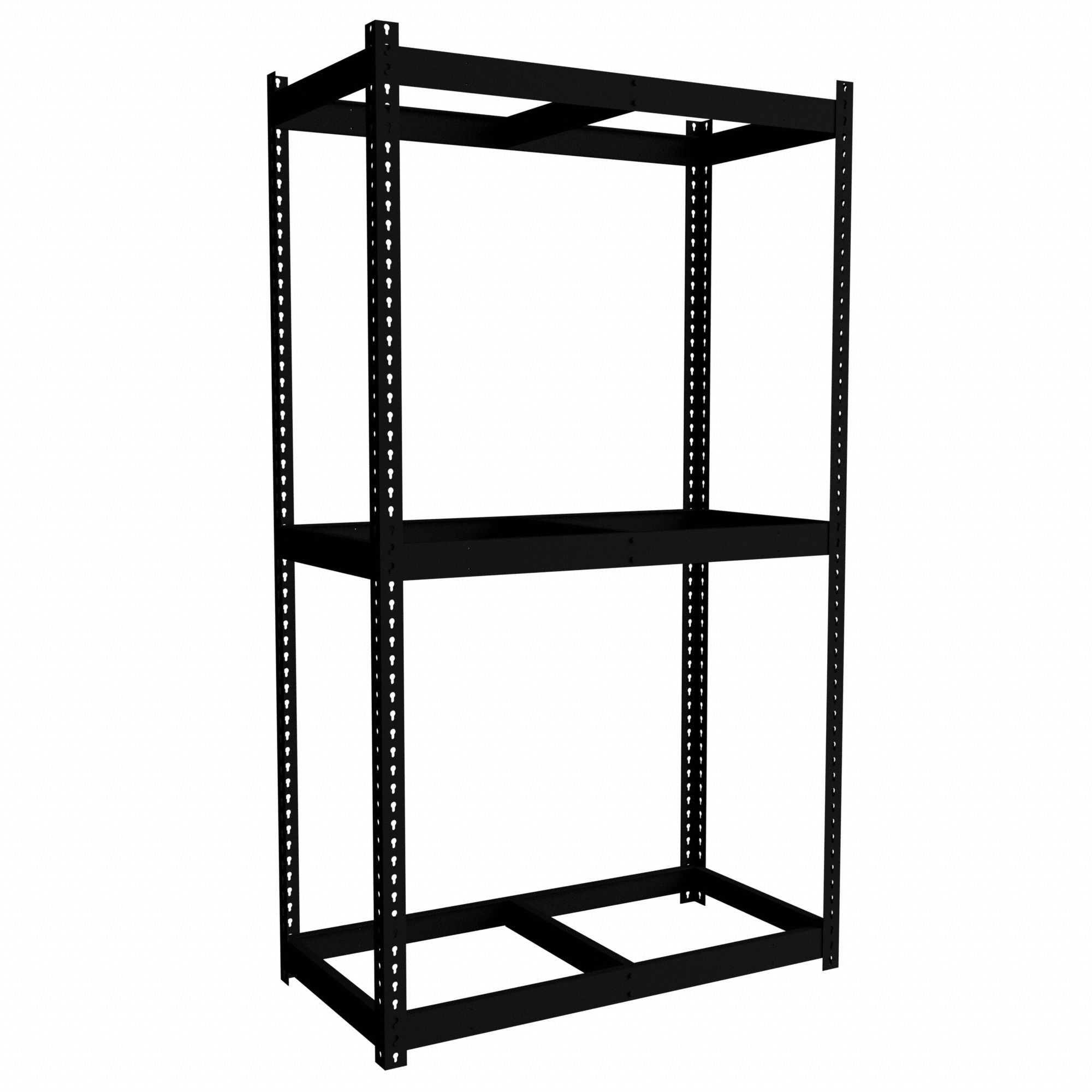 Boltless Shelving: Starter, Medium-Duty, 48 in x 24 in, 84 in Overall Ht, 3 Shelves, Open