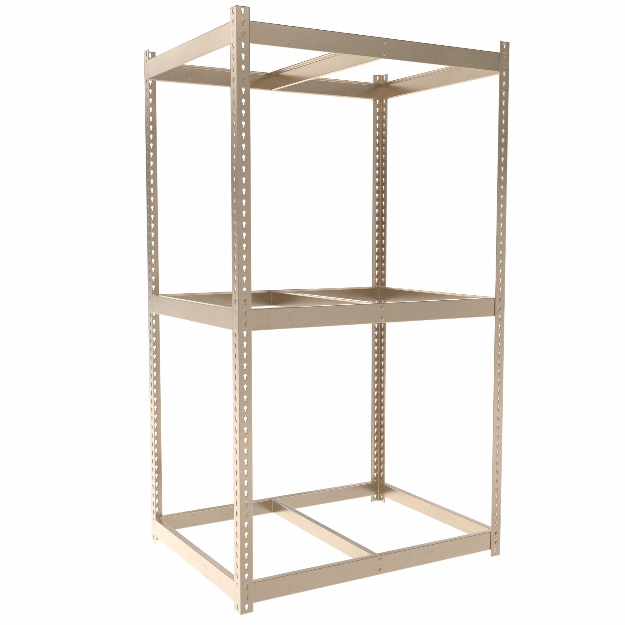 Boltless Shelving: Starter, Medium-Duty, 48 in x 36 in, 84 in Overall Ht, 3 Shelves, Open