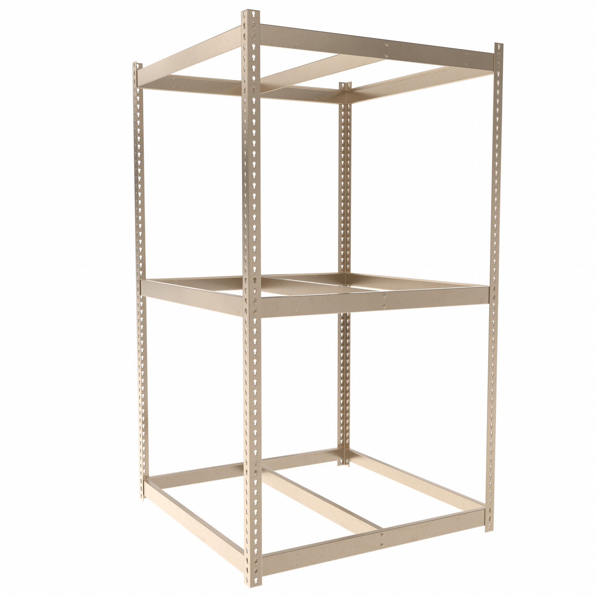 Boltless Shelving: Starter, Medium-Duty, 48 in x 48 in, 84 in Overall Ht, 3 Shelves, Open