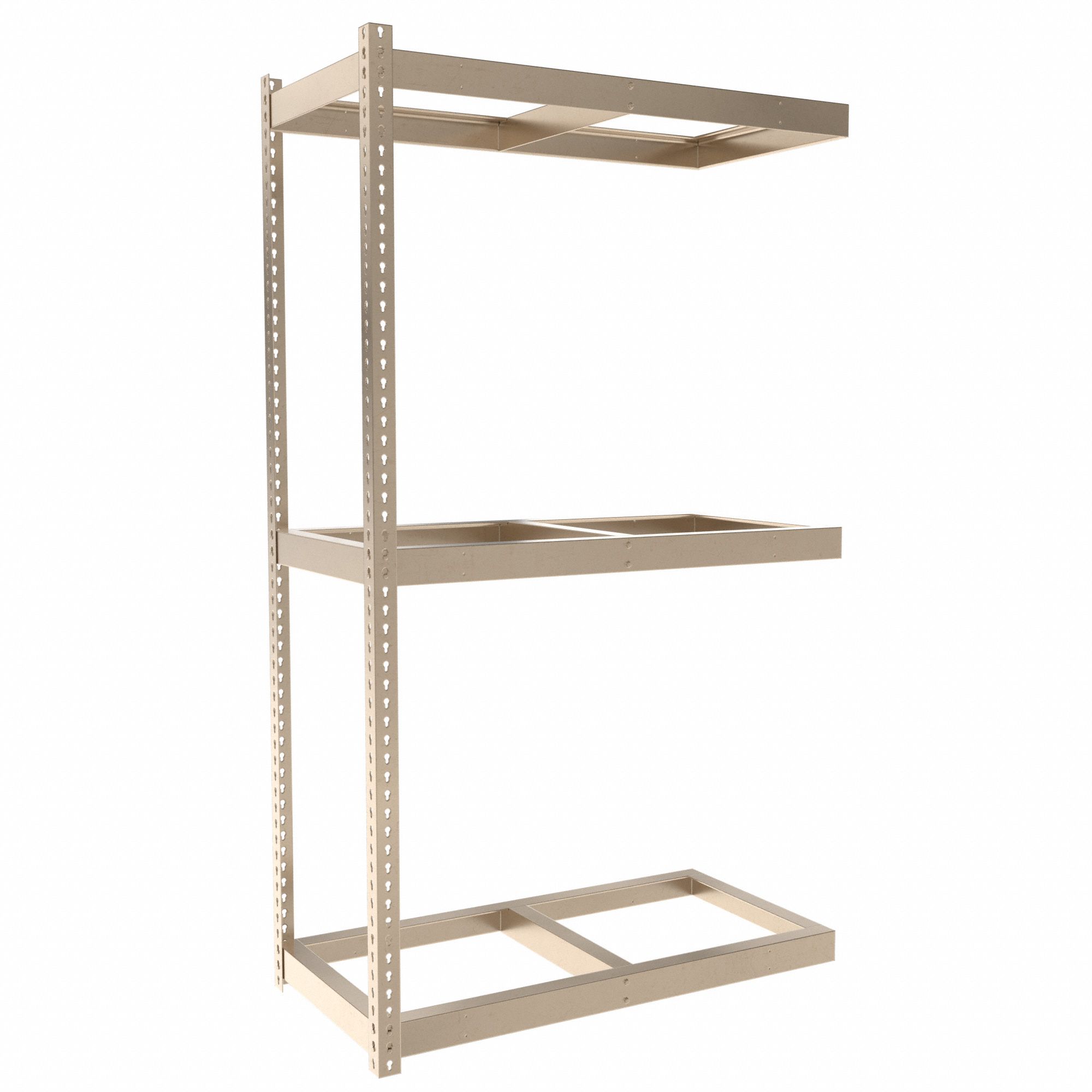 Boltless Shelving: Add-On, Medium-Duty, 48 in x 24 in, 84 in Overall Ht, 3 Shelves