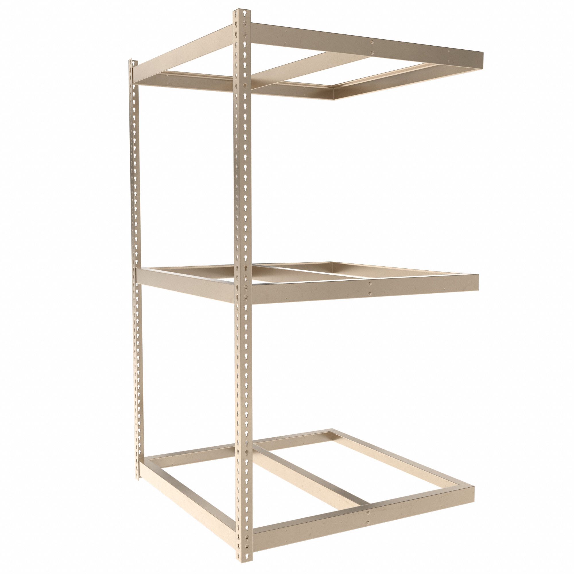 Boltless Shelving: Add-On, Medium-Duty, 48 in x 48 in, 84 in Overall Ht, 3 Shelves