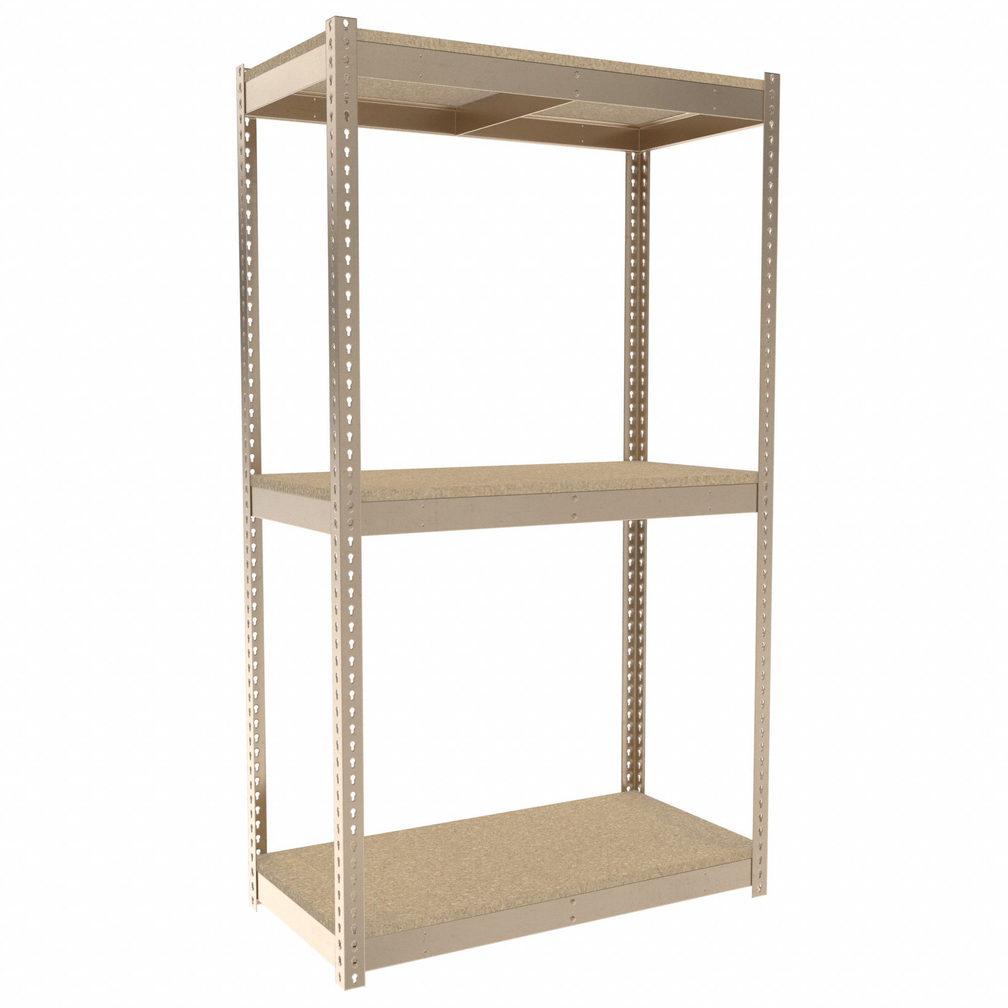 Boltless Shelving: Starter, Medium-Duty, 48 in x 24 in, 84 in Overall Ht, 3 Shelves, Open