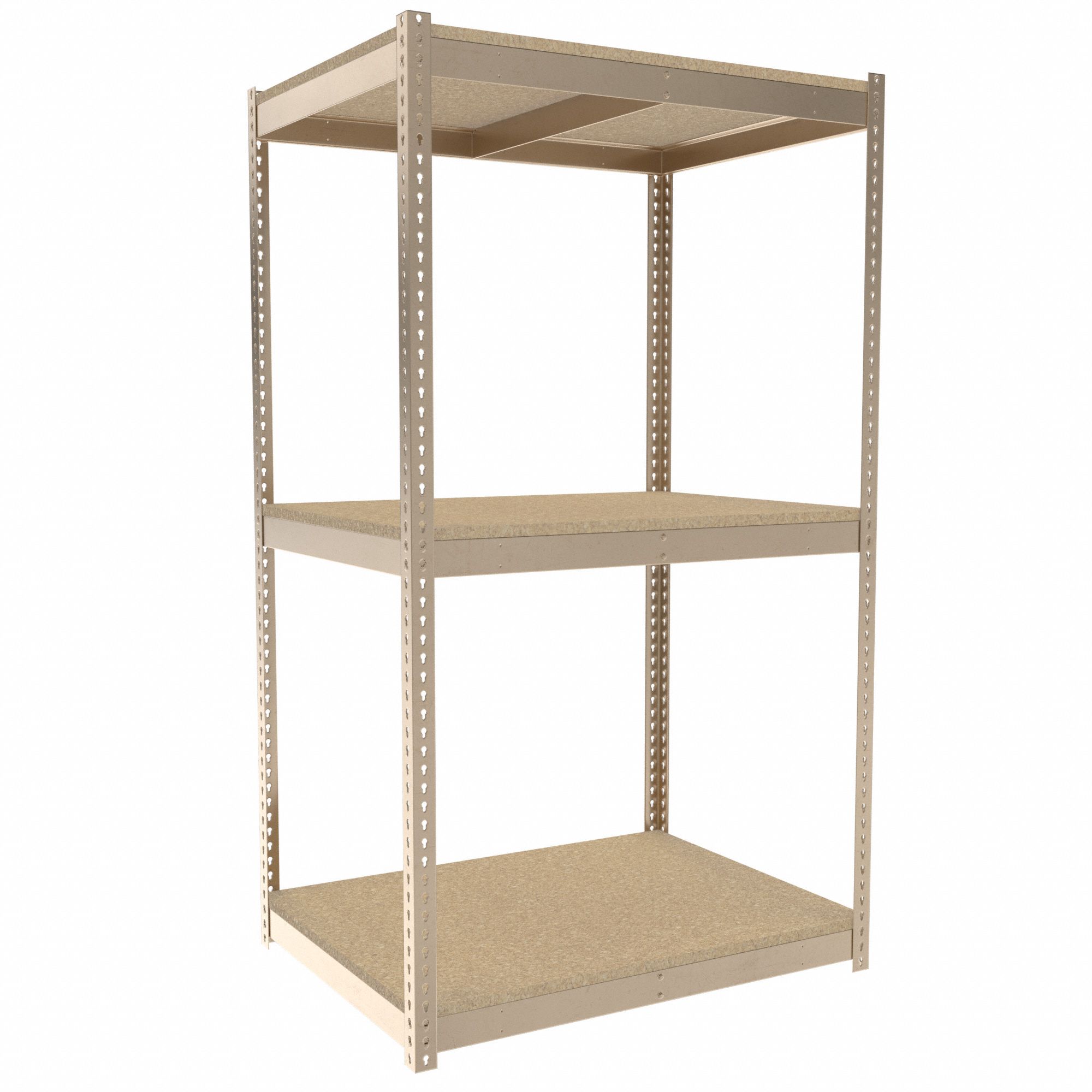 Boltless Shelving: Starter, Medium-Duty, 48 in x 36 in, 84 in Overall Ht, 3 Shelves, Open