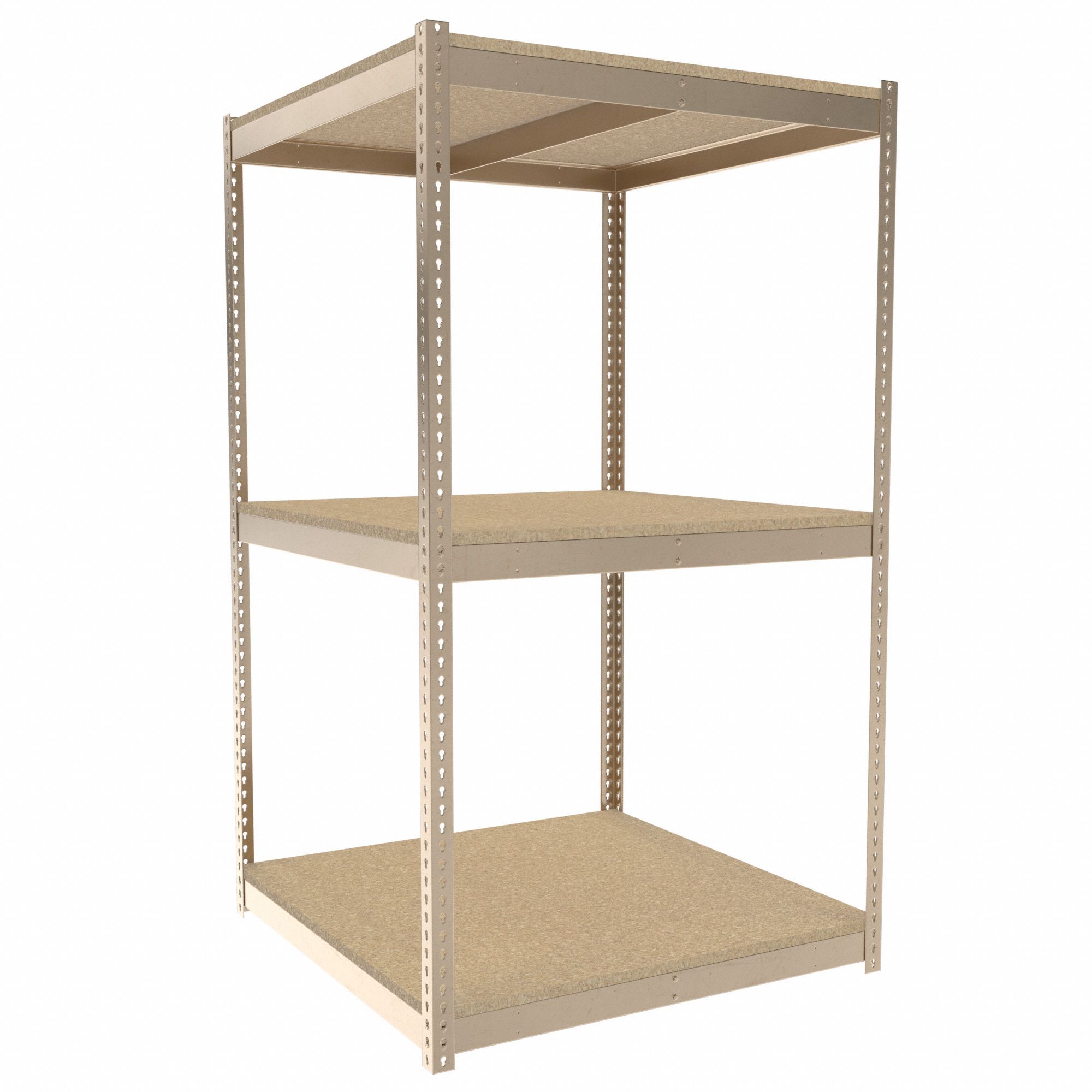 Boltless Shelving: Starter, Medium-Duty, 48 in x 48 in, 84 in Overall Ht, 3 Shelves, Open