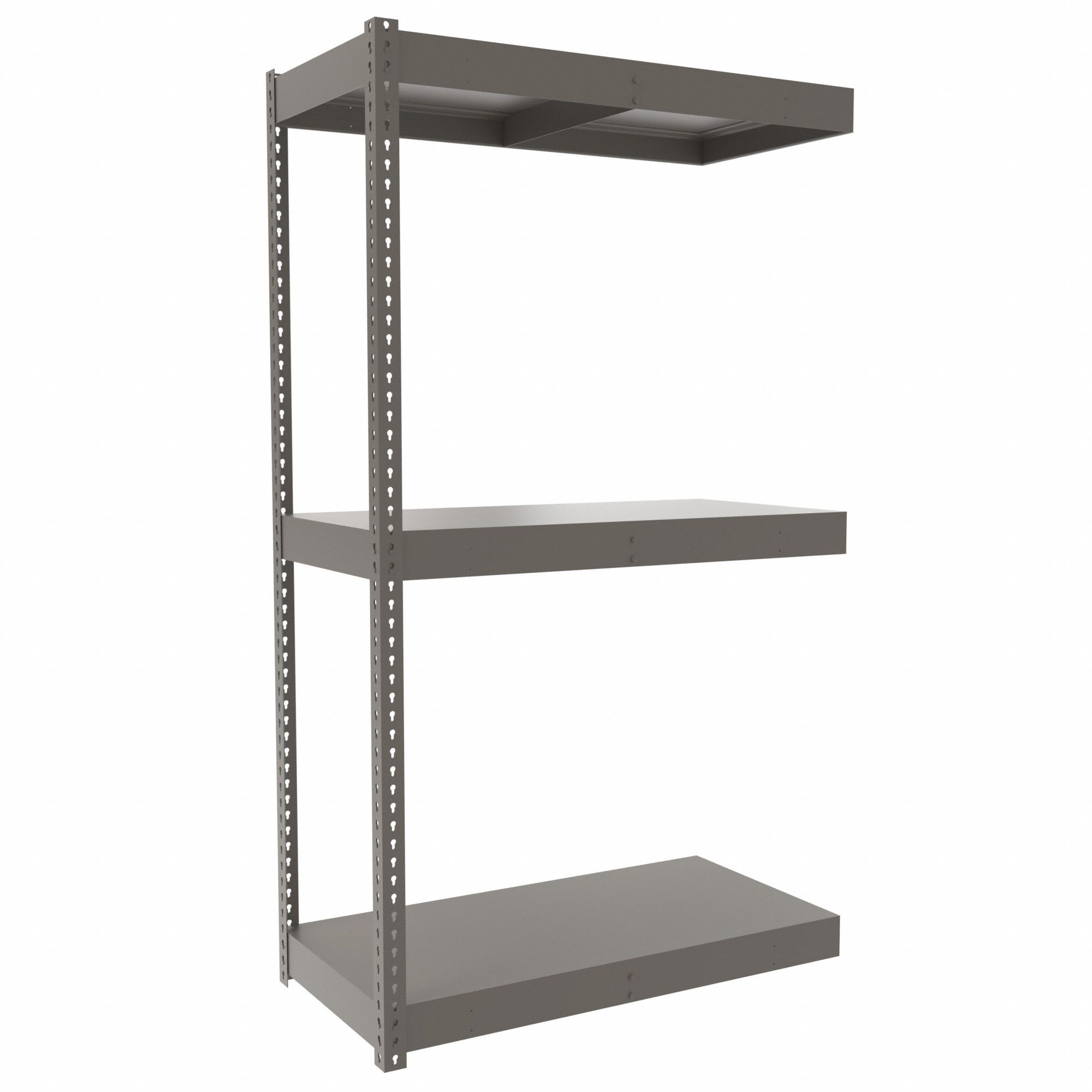 Boltless Shelving: Add-On, Medium-Duty, 48 in x 24 in, 84 in Overall Ht, 3 Shelves
