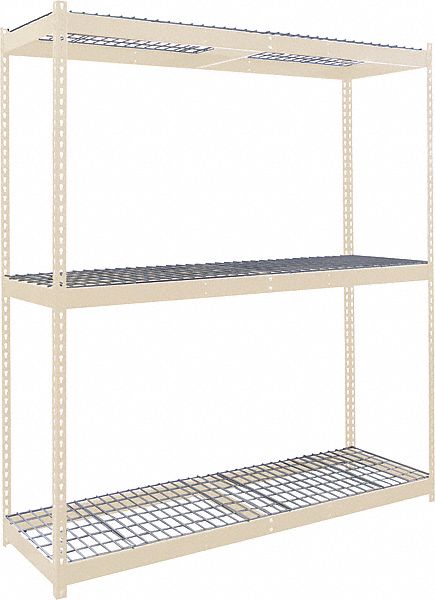 Boltless Shelving: Starter, Heavy-Duty, 96 in x 48 in, 84 in Overall Ht, 3 Shelves, Steel