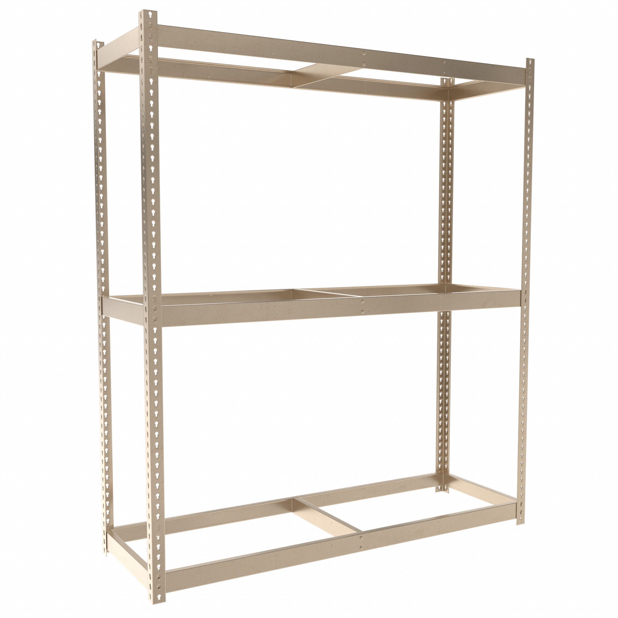 Boltless Shelving: Starter, Medium-Duty, 72 in x 24 in, 84 in Overall Ht, 3 Shelves, Open