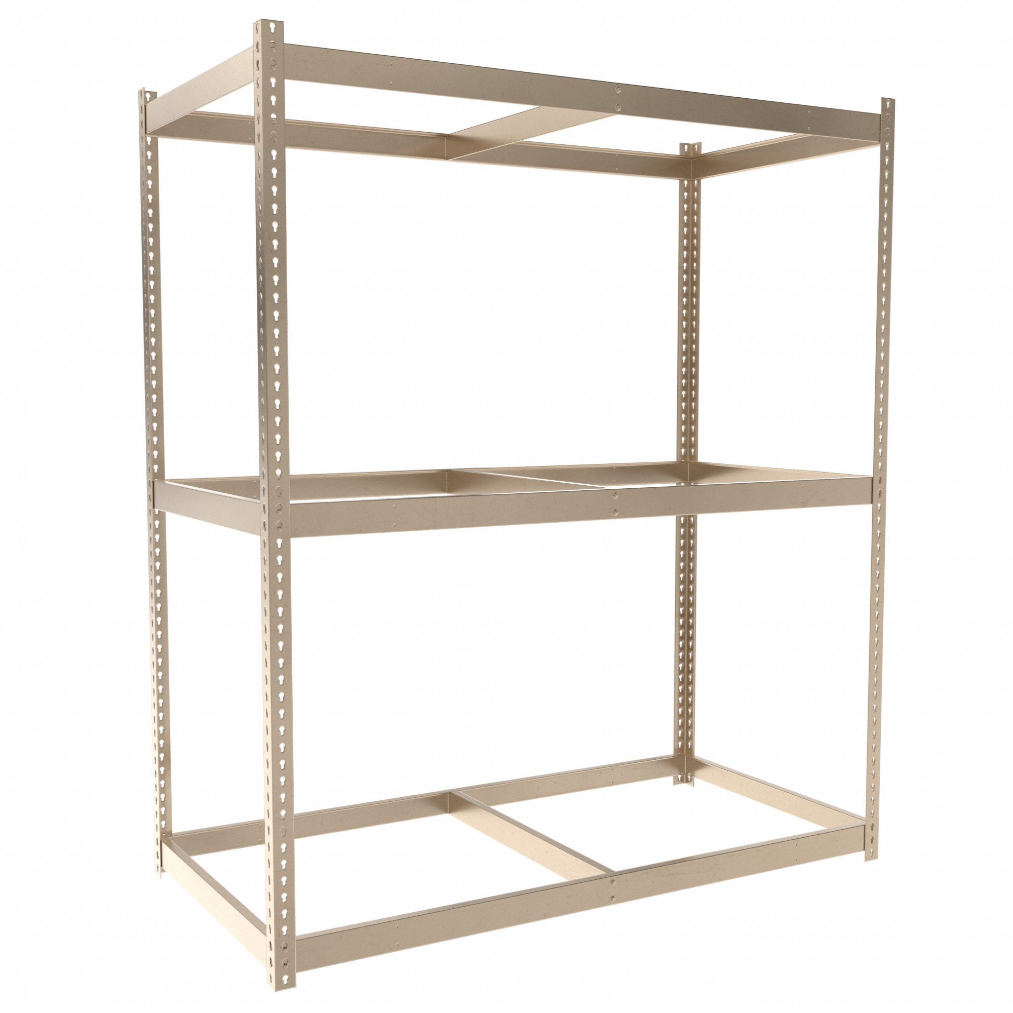 Boltless Shelving: Starter, Medium-Duty, 72 in x 36 in, 84 in Overall Ht, 3 Shelves, Open