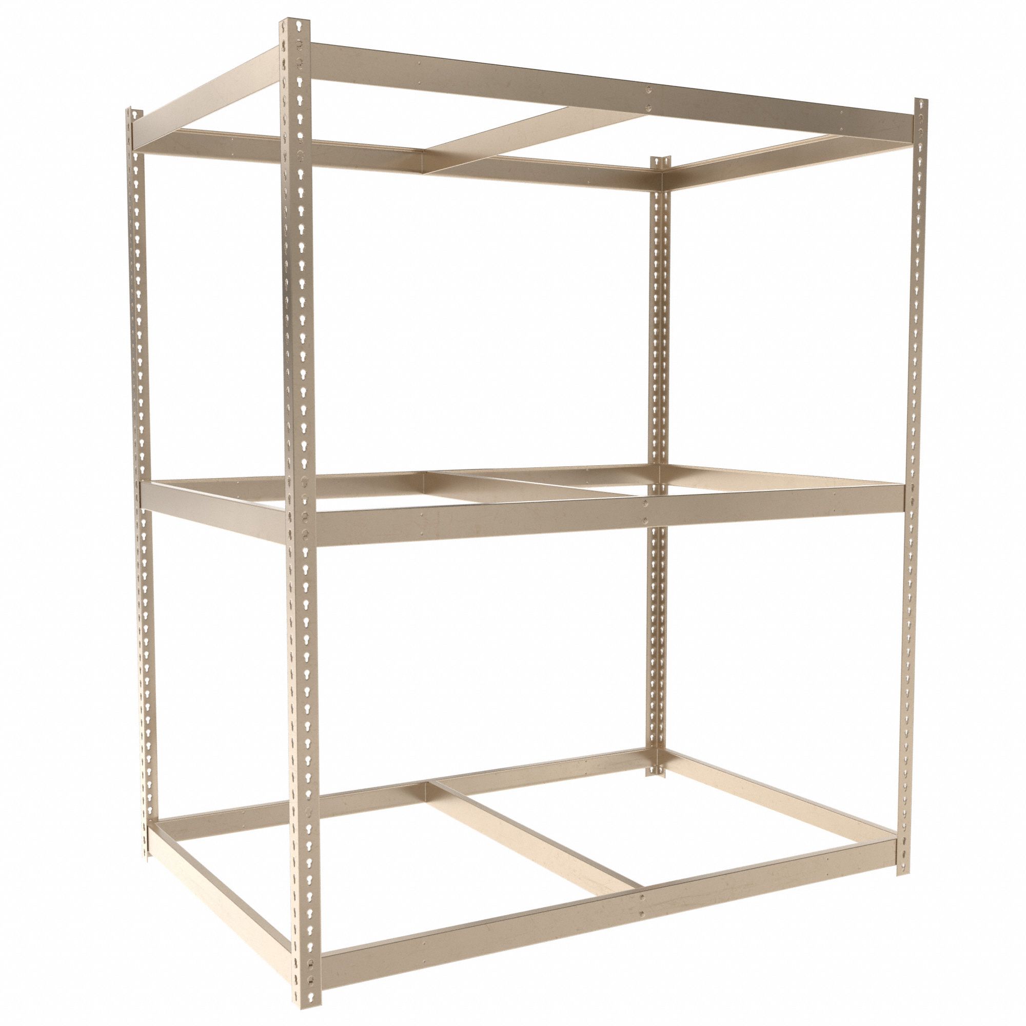 Boltless Shelving: Starter, Medium-Duty, 72 in x 48 in, 84 in Overall Ht, 3 Shelves, Open