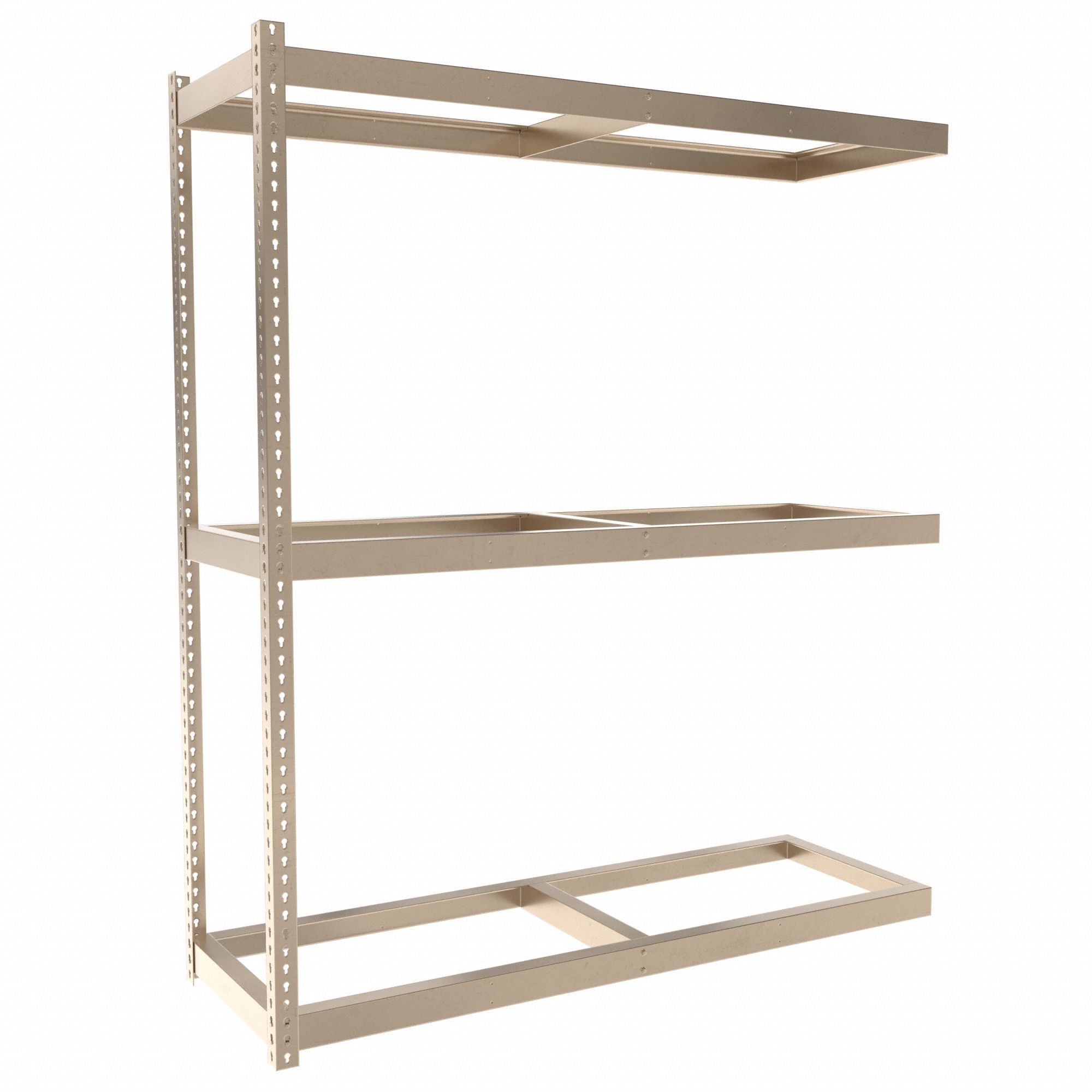 Boltless Shelving: Add-On, Medium-Duty, 72 in x 24 in, 84 in Overall Ht, 3 Shelves
