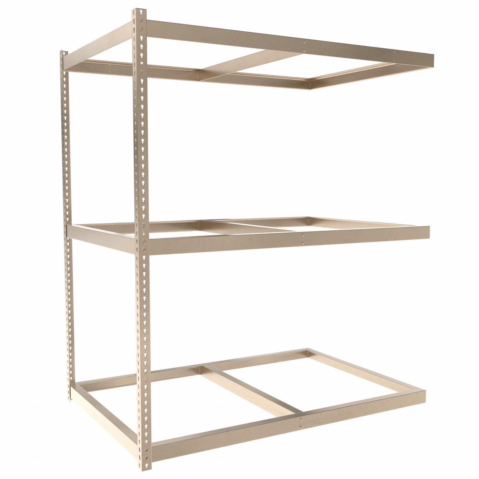 Boltless Shelving: Add-On, Medium-Duty, 72 in x 48 in, 84 in Overall Ht, 3 Shelves