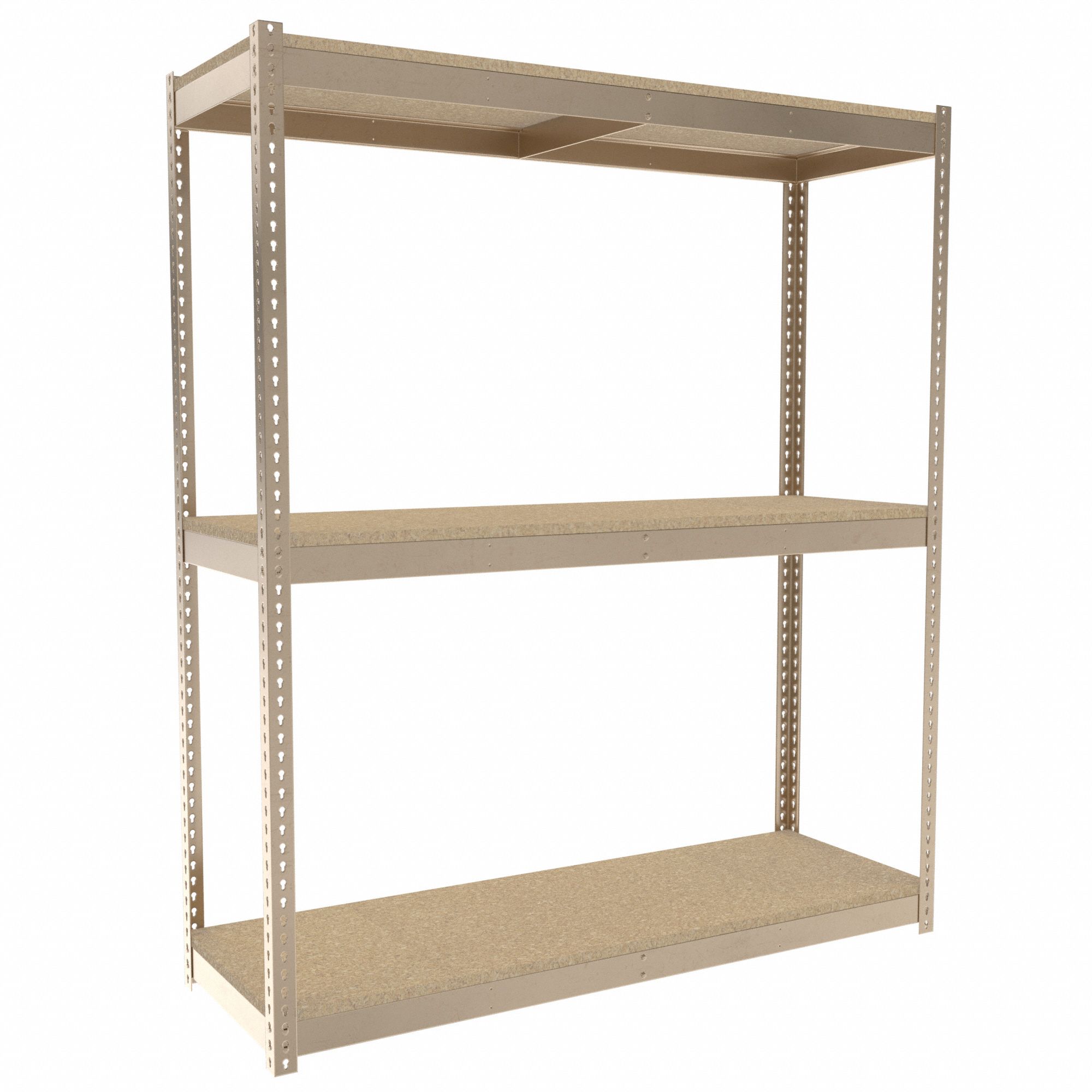 Boltless Shelving: Starter, Medium-Duty, 72 in x 24 in, 84 in Overall Ht, 3 Shelves, Open