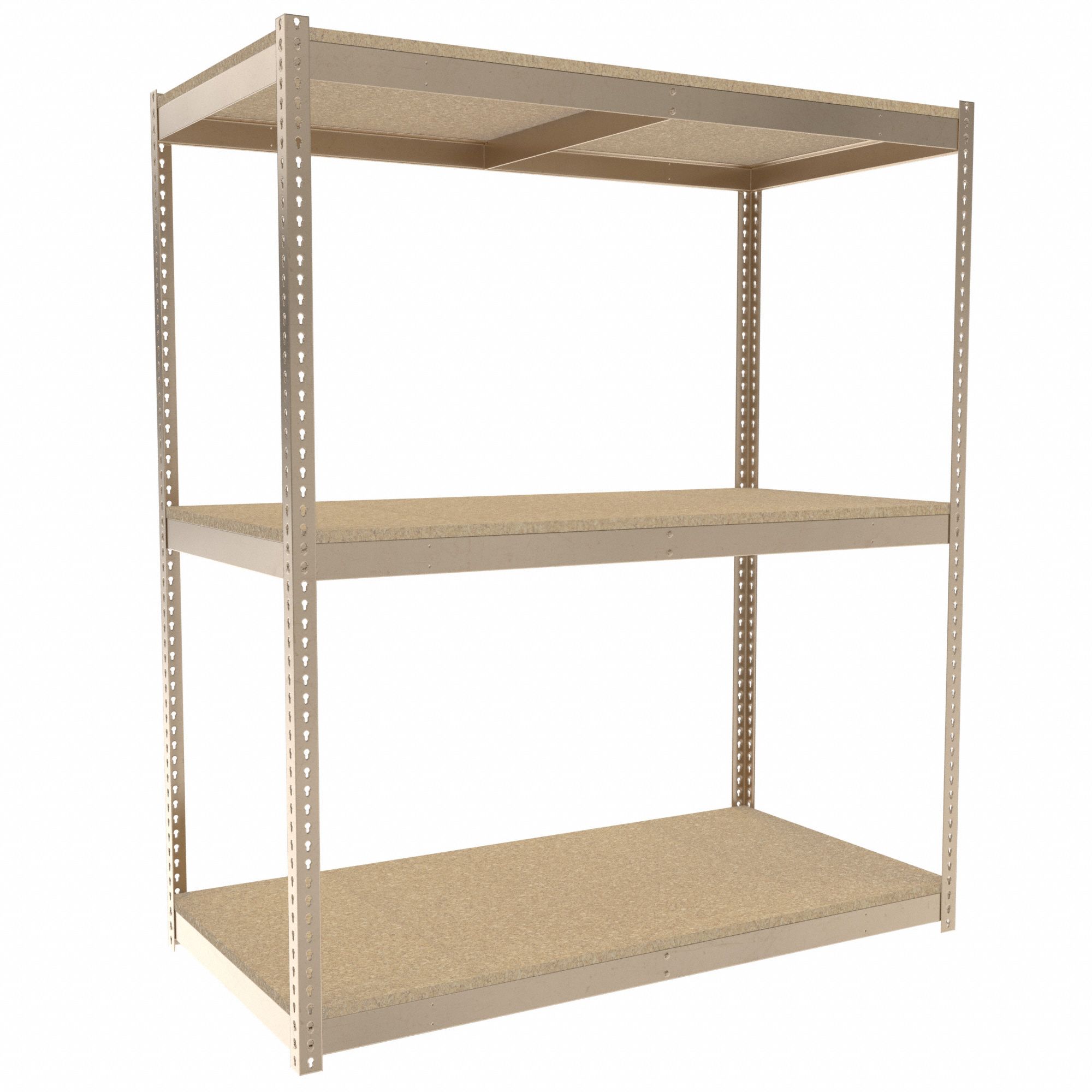 Boltless Shelving: Starter, Medium-Duty, 72 in x 36 in, 84 in Overall Ht, 3 Shelves, Open