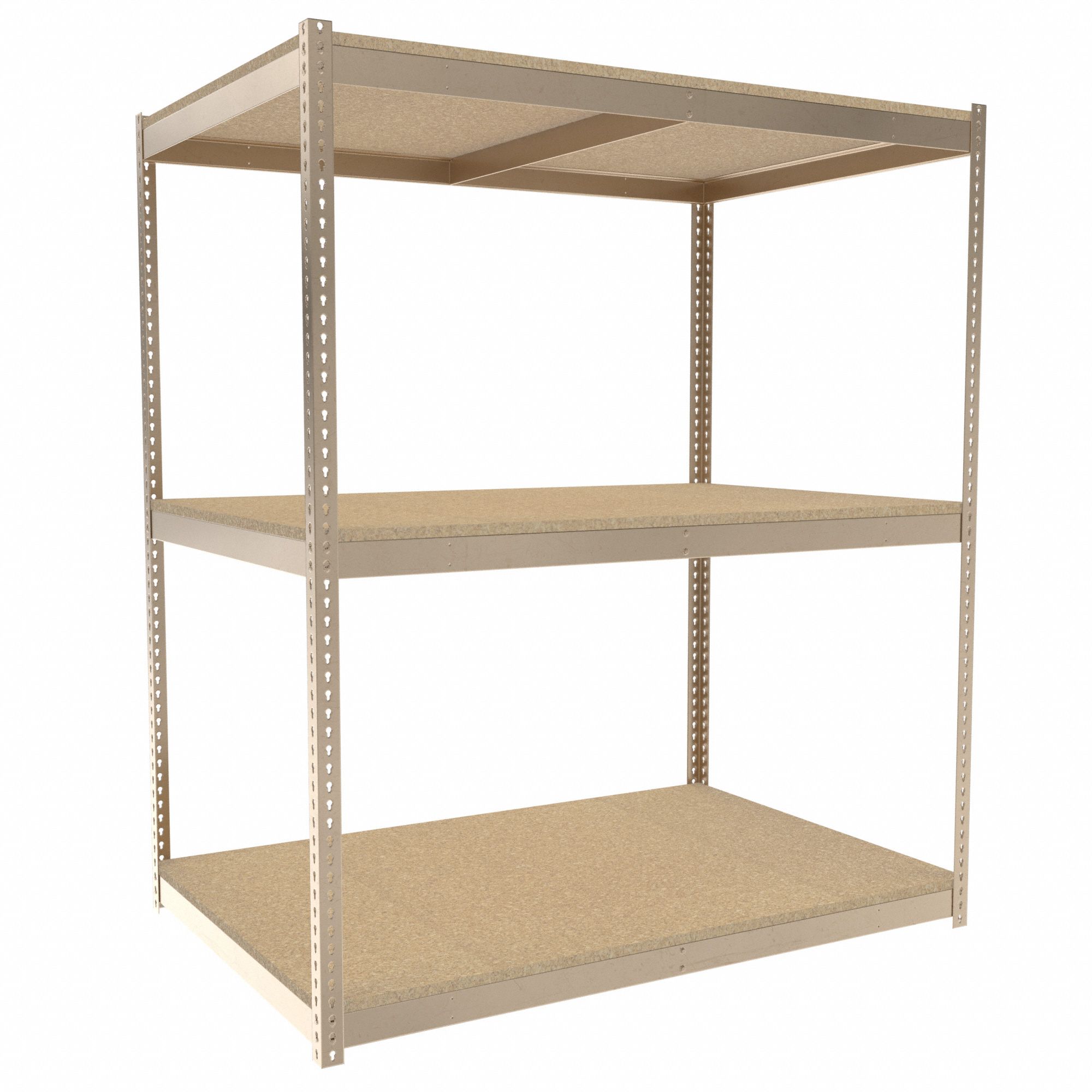 Boltless Shelving: Starter, Medium-Duty, 72 in x 48 in, 84 in Overall Ht, 3 Shelves, Open