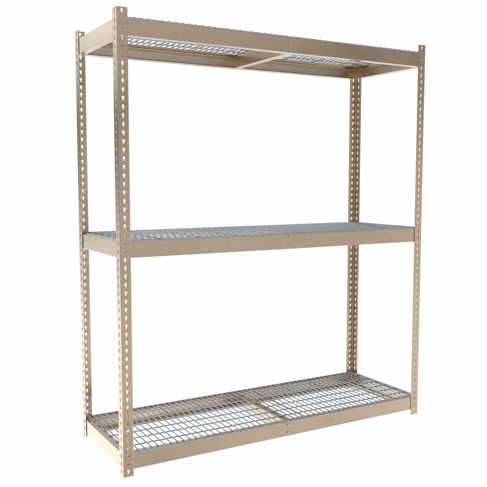 Boltless Shelving: Starter, Medium-Duty, 72 in x 24 in, 84 in Overall Ht, 3 Shelves, Steel