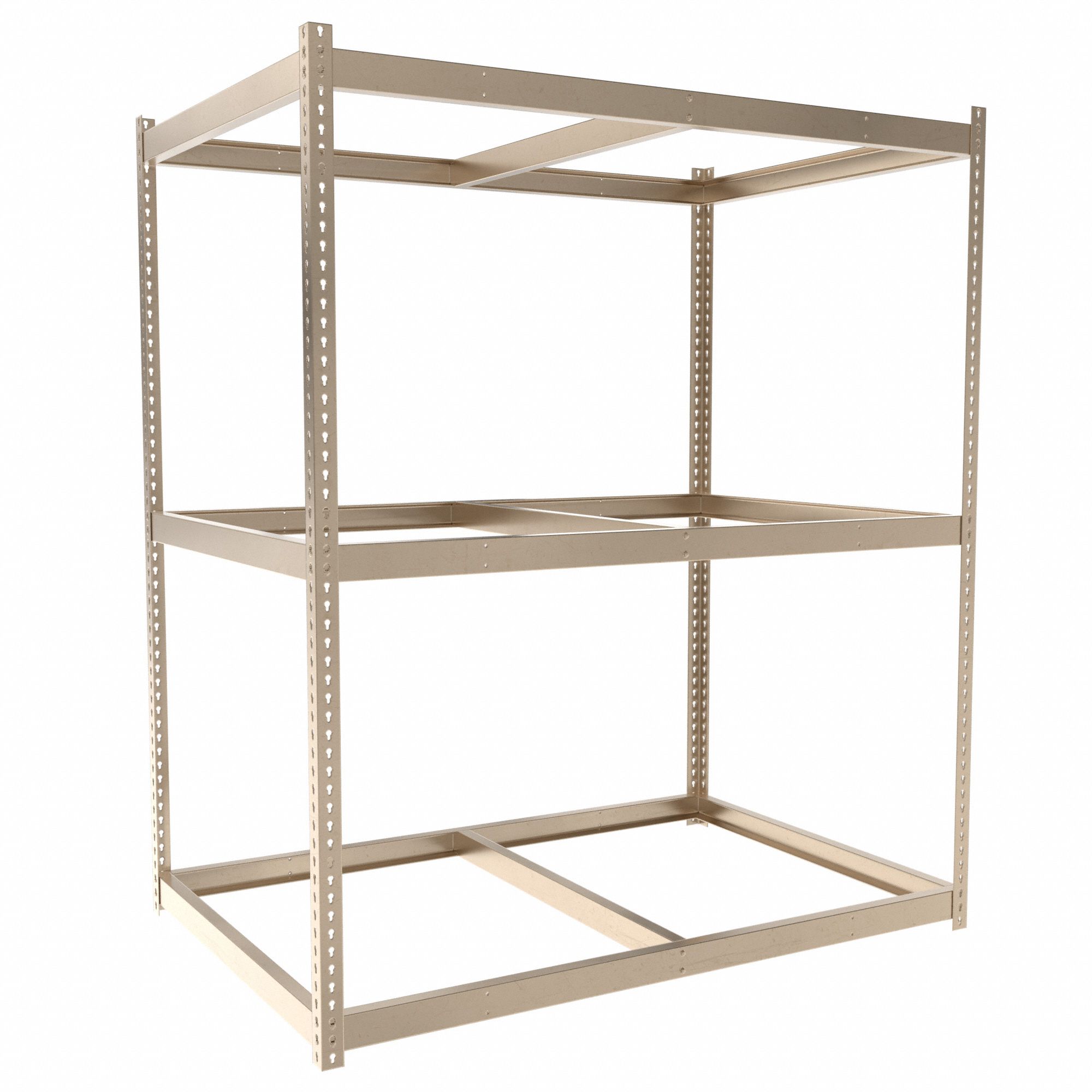 Boltless Shelving: Starter, Heavy-Duty, 72 in x 48 in, 84 in Overall Ht, 3 Shelves, Open