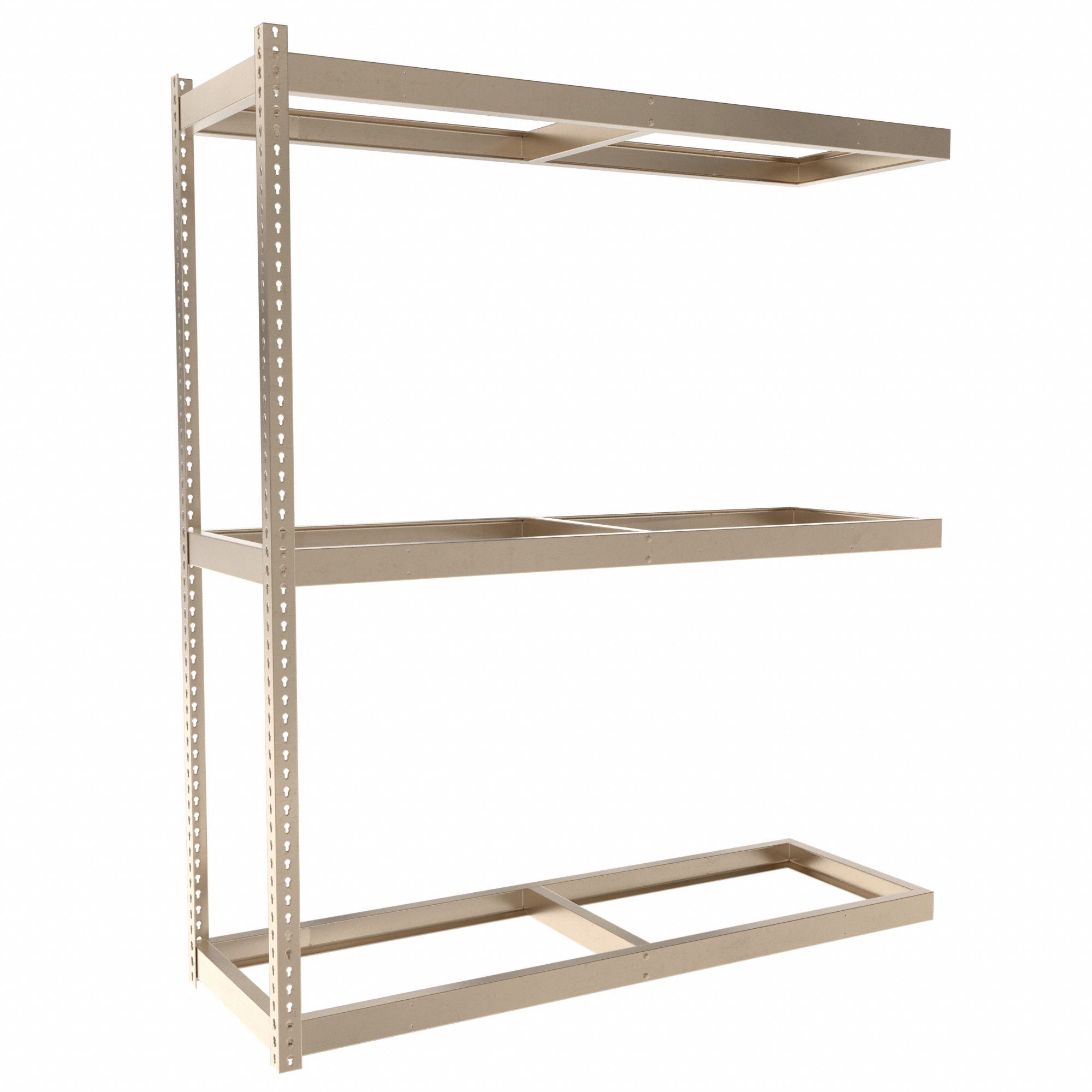 Boltless Shelving: Add-On, Heavy-Duty, 72 in x 24 in, 84 in Overall Ht, 3 Shelves