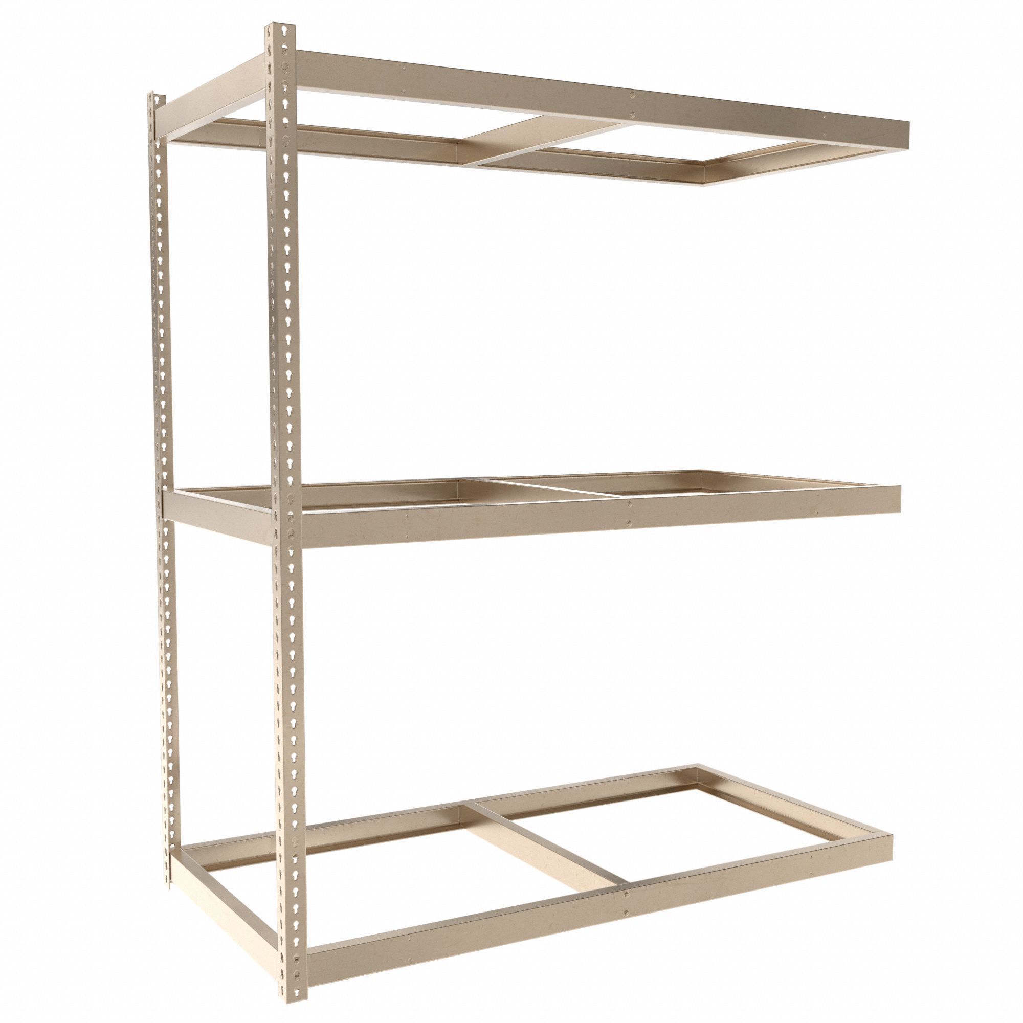 Boltless Shelving: Add-On, Heavy-Duty, 72 in x 36 in, 84 in Overall Ht, 3 Shelves