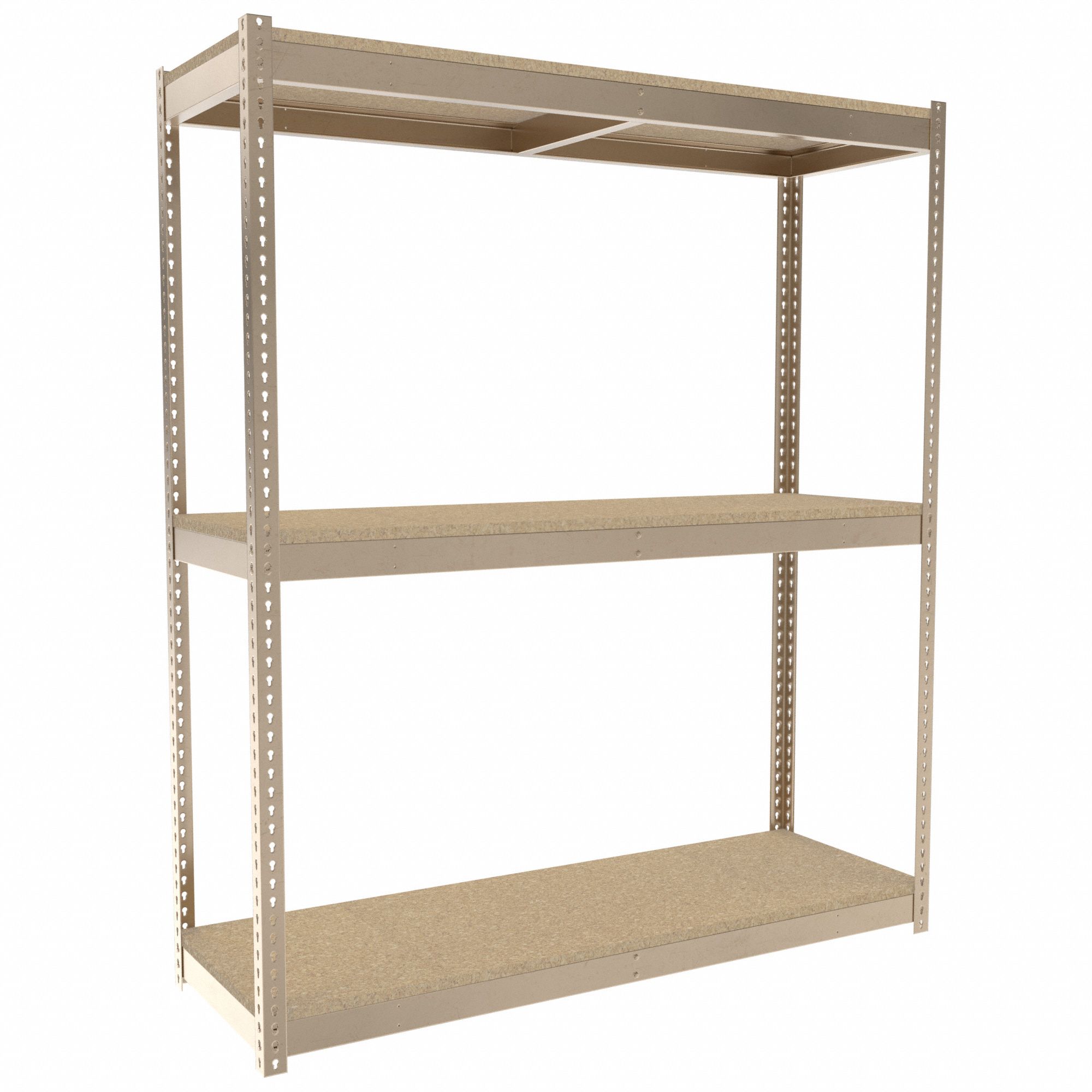 Boltless Shelving: Starter, Heavy-Duty, 72 in x 24 in, 84 in Overall Ht, 3 Shelves, Open