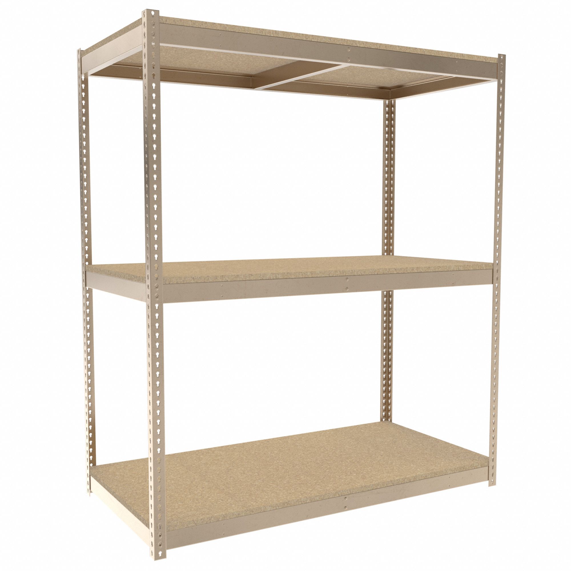 Boltless Shelving: Starter, Heavy-Duty, 72 in x 36 in, 84 in Overall Ht, 3 Shelves, Open