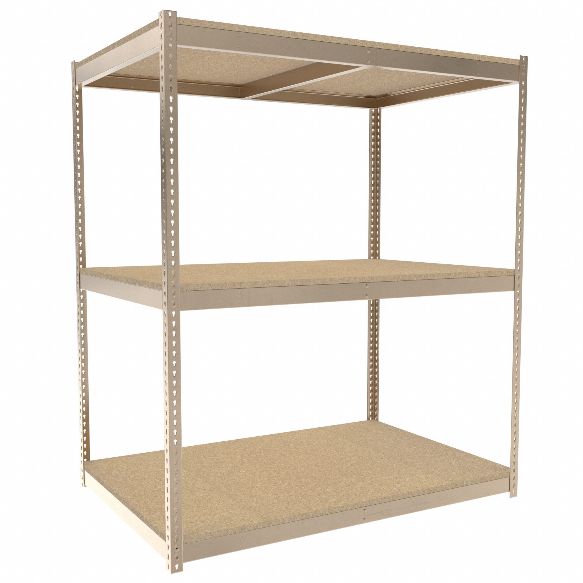 Boltless Shelving: Starter, Heavy-Duty, 72 in x 48 in, 84 in Overall Ht, 3 Shelves, Open