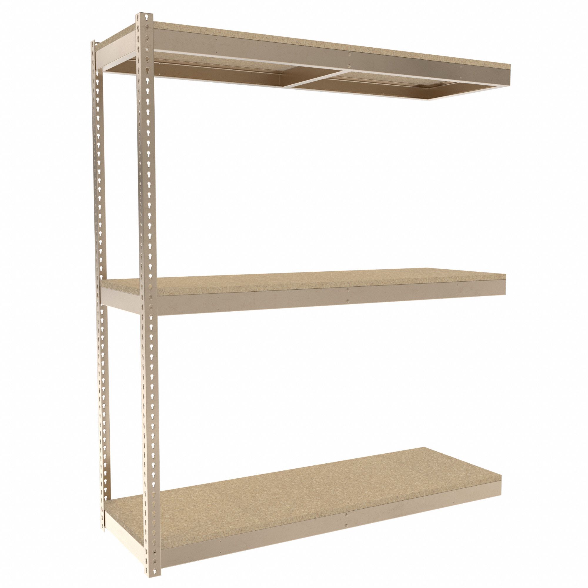 Boltless Shelving: Add-On, Heavy-Duty, 72 in x 24 in, 84 in Overall Ht, 3 Shelves
