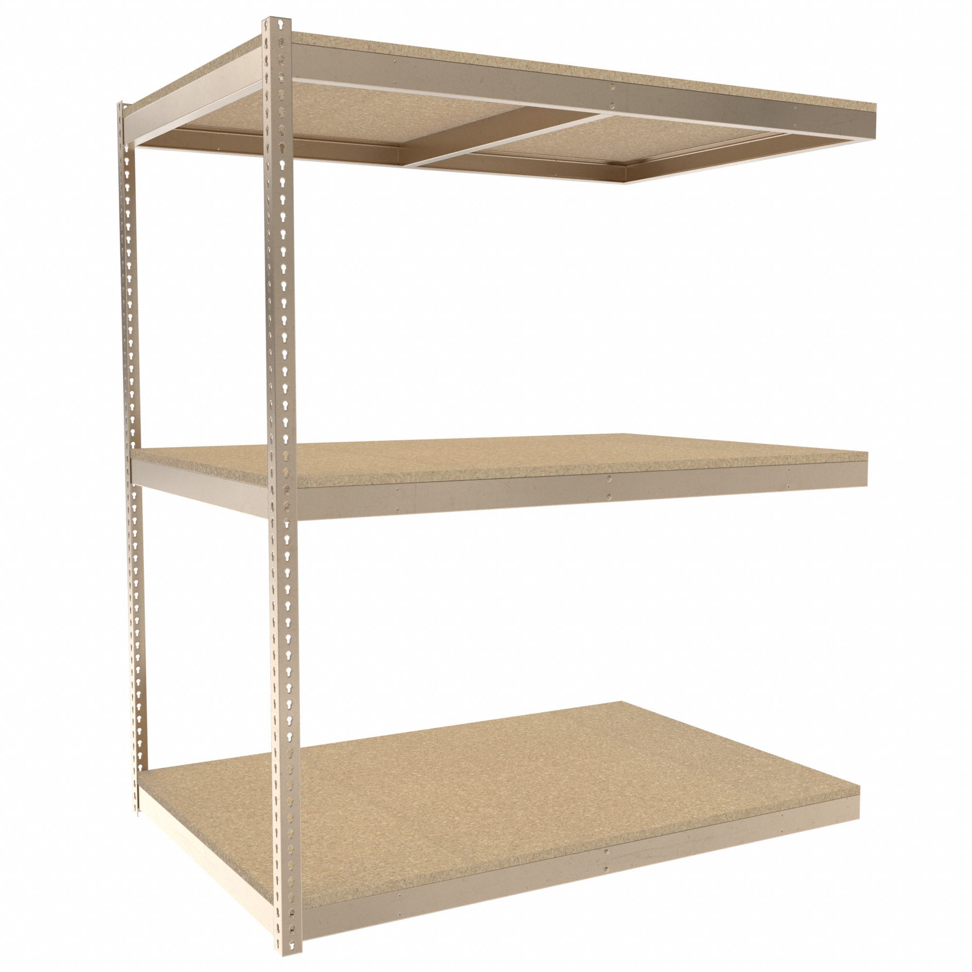 Boltless Shelving: Add-On, Heavy-Duty, 72 in x 48 in, 84 in Overall Ht, 3 Shelves