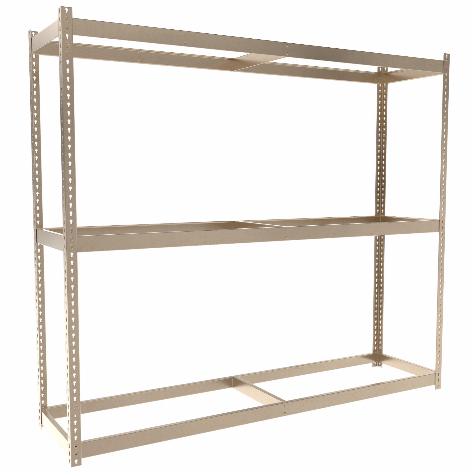 Boltless Shelving: Starter, Medium-Duty, 96 in x 24 in, 84 in Overall Ht, 3 Shelves, Open