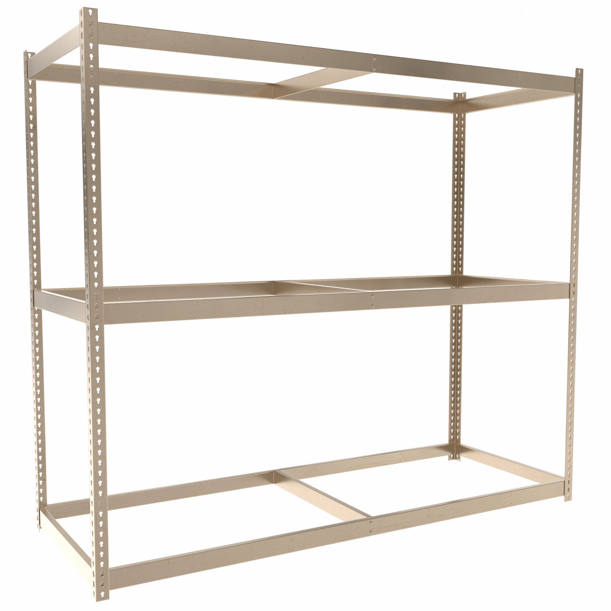 Boltless Shelving: Starter, Medium-Duty, 96 in x 36 in, 84 in Overall Ht, 3 Shelves, Open