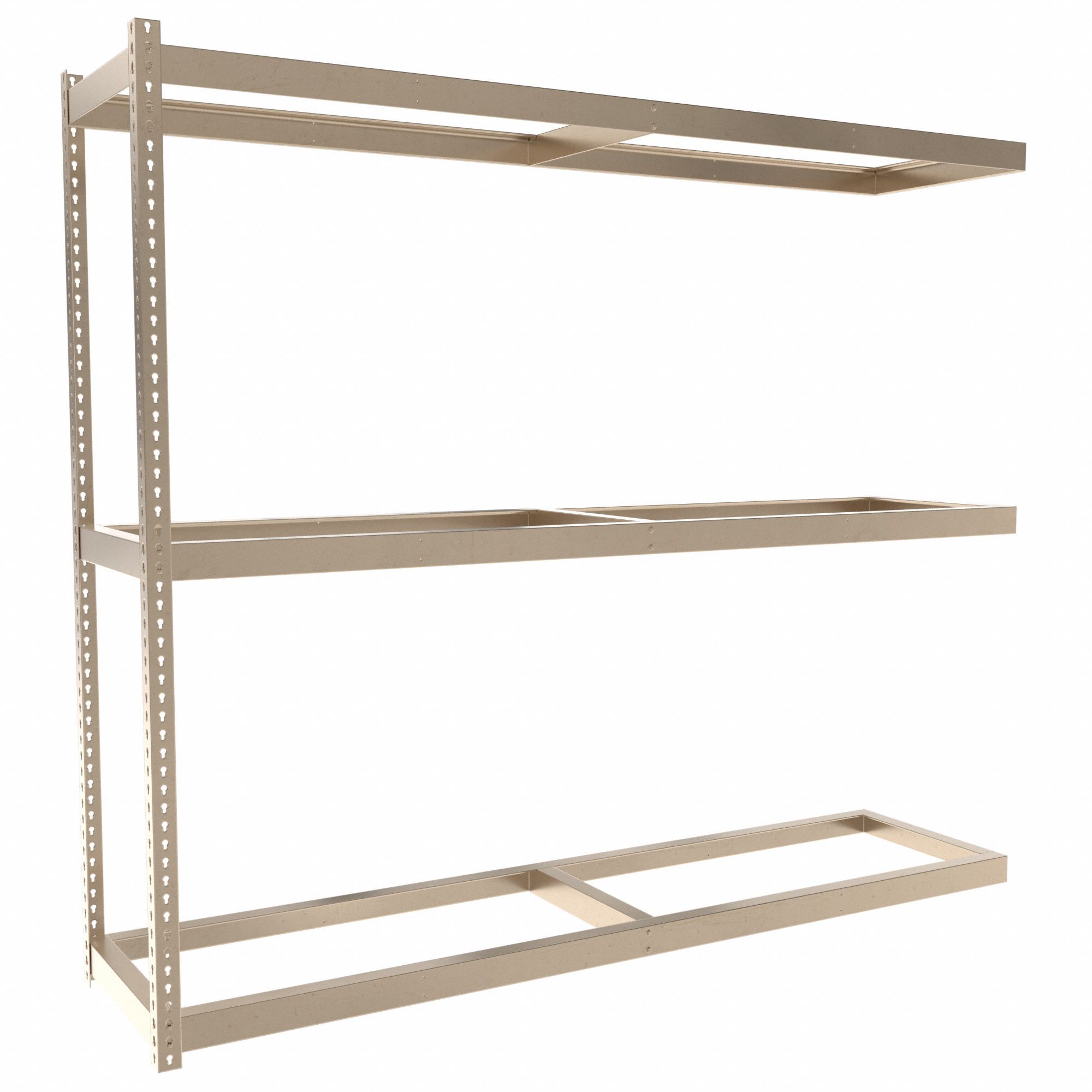 Boltless Shelving: Add-On, Medium-Duty, 96 in x 24 in, 84 in Overall Ht, 3 Shelves