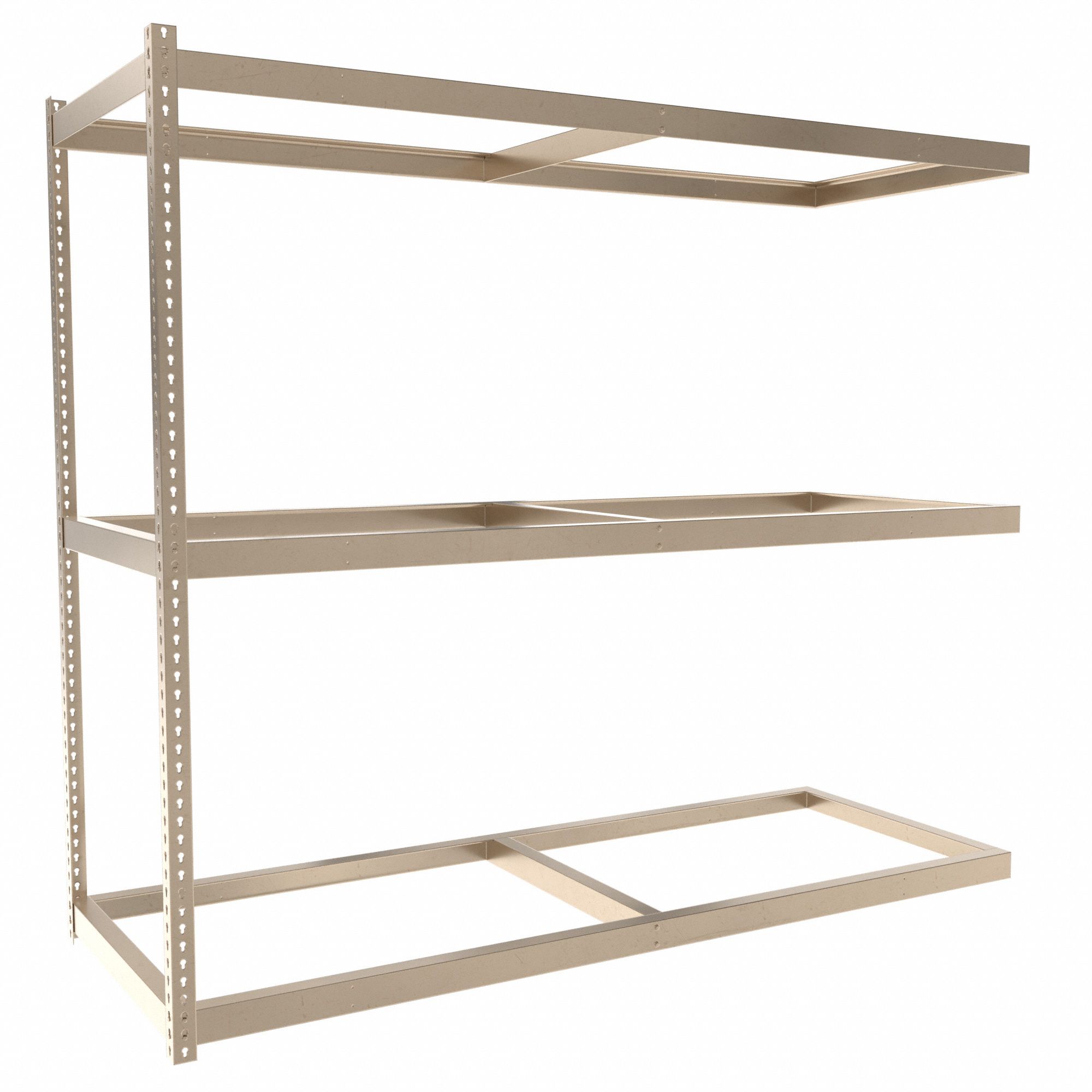 Boltless Shelving: Add-On, Medium-Duty, 96 in x 36 in, 84 in Overall Ht, 3 Shelves