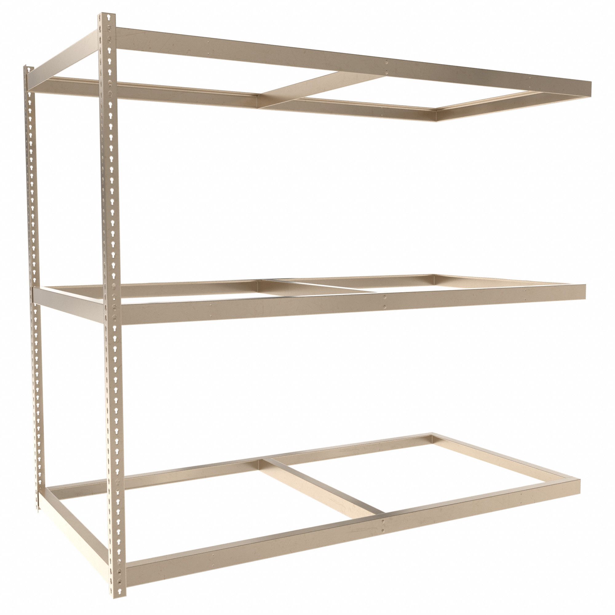 Boltless Shelving: Add-On, Medium-Duty, 96 in x 48 in, 84 in Overall Ht, 3 Shelves
