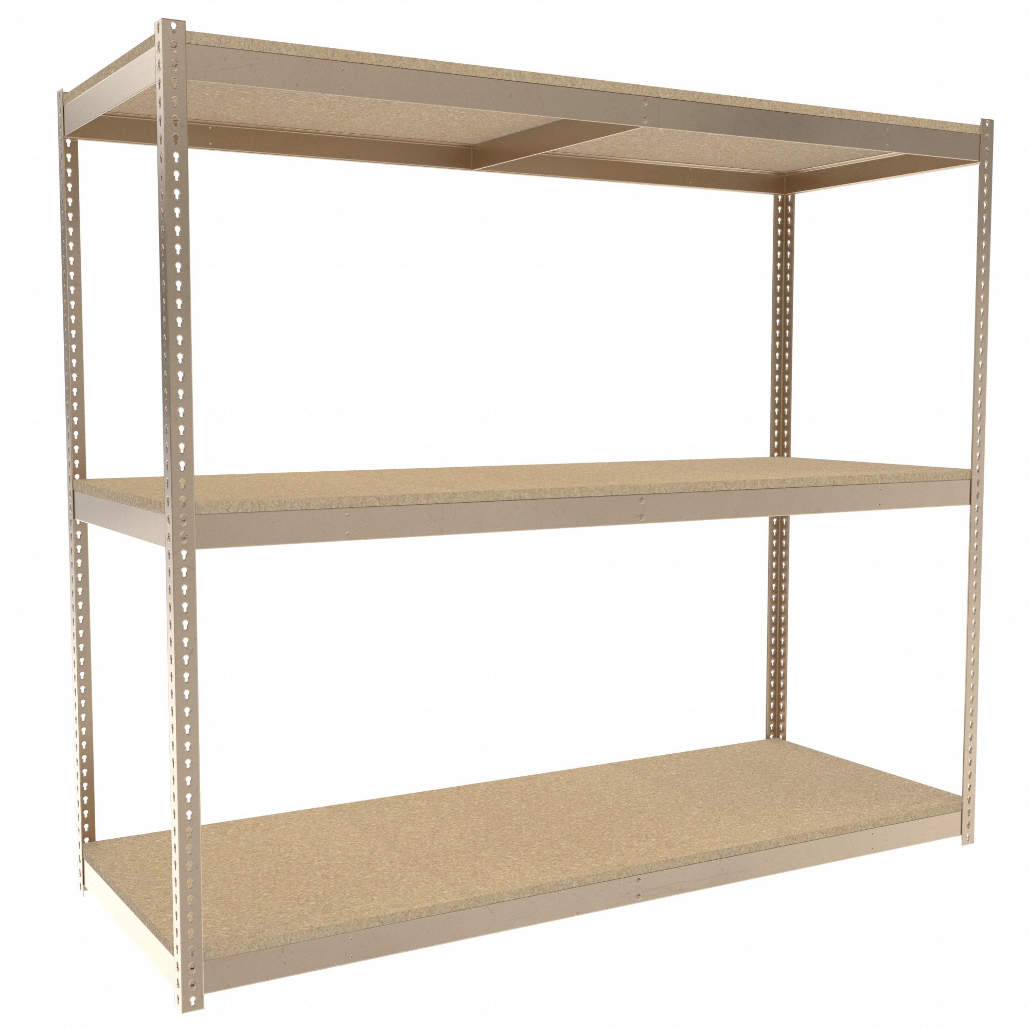 Boltless Shelving: Starter, Medium-Duty, 96 in x 36 in, 84 in Overall Ht, 3 Shelves, Open