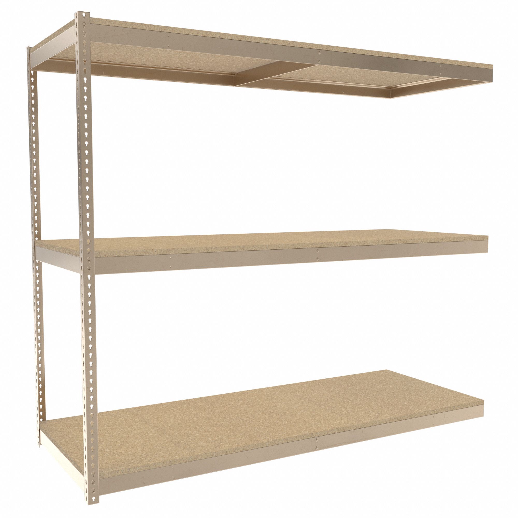 Boltless Shelving: Add-On, Medium-Duty, 96 in x 36 in, 84 in Overall Ht, 3 Shelves