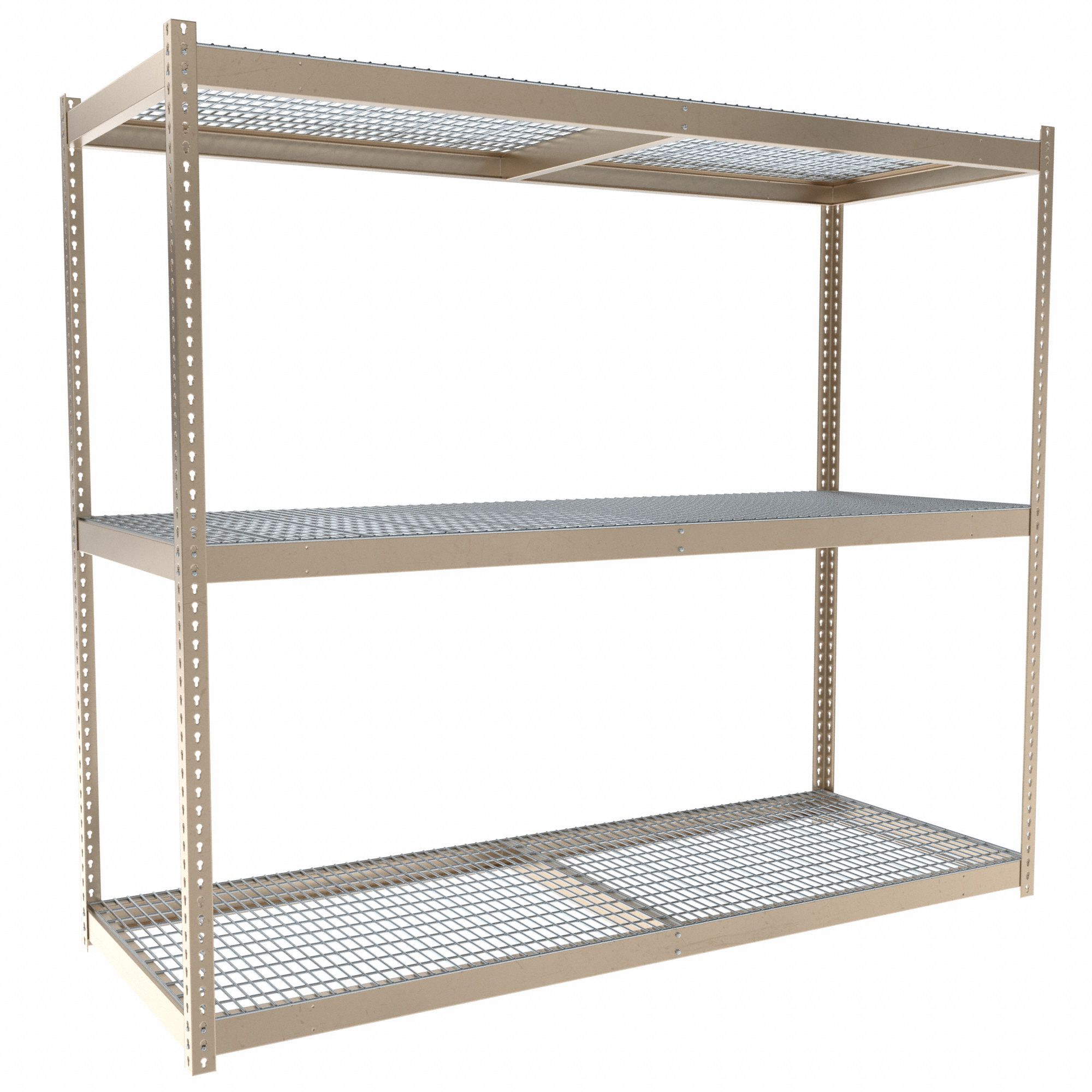 Boltless Shelving: Starter, Medium-Duty, 96 in x 36 in, 84 in Overall Ht, 3 Shelves, Steel