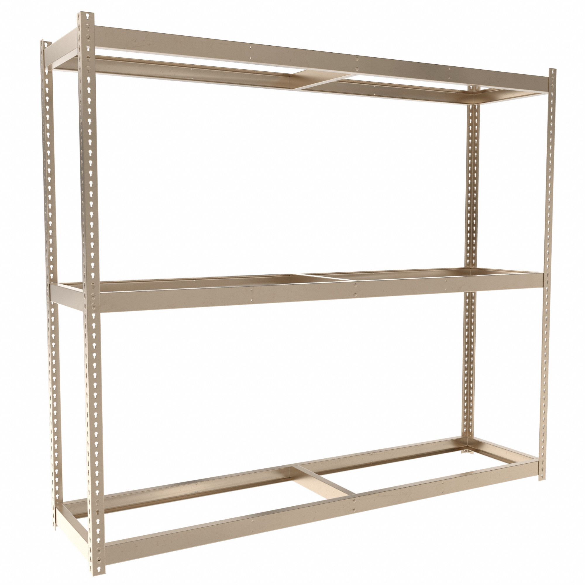 Boltless Shelving: Starter, Heavy-Duty, 96 in x 24 in, 84 in Overall Ht, 3 Shelves, Open