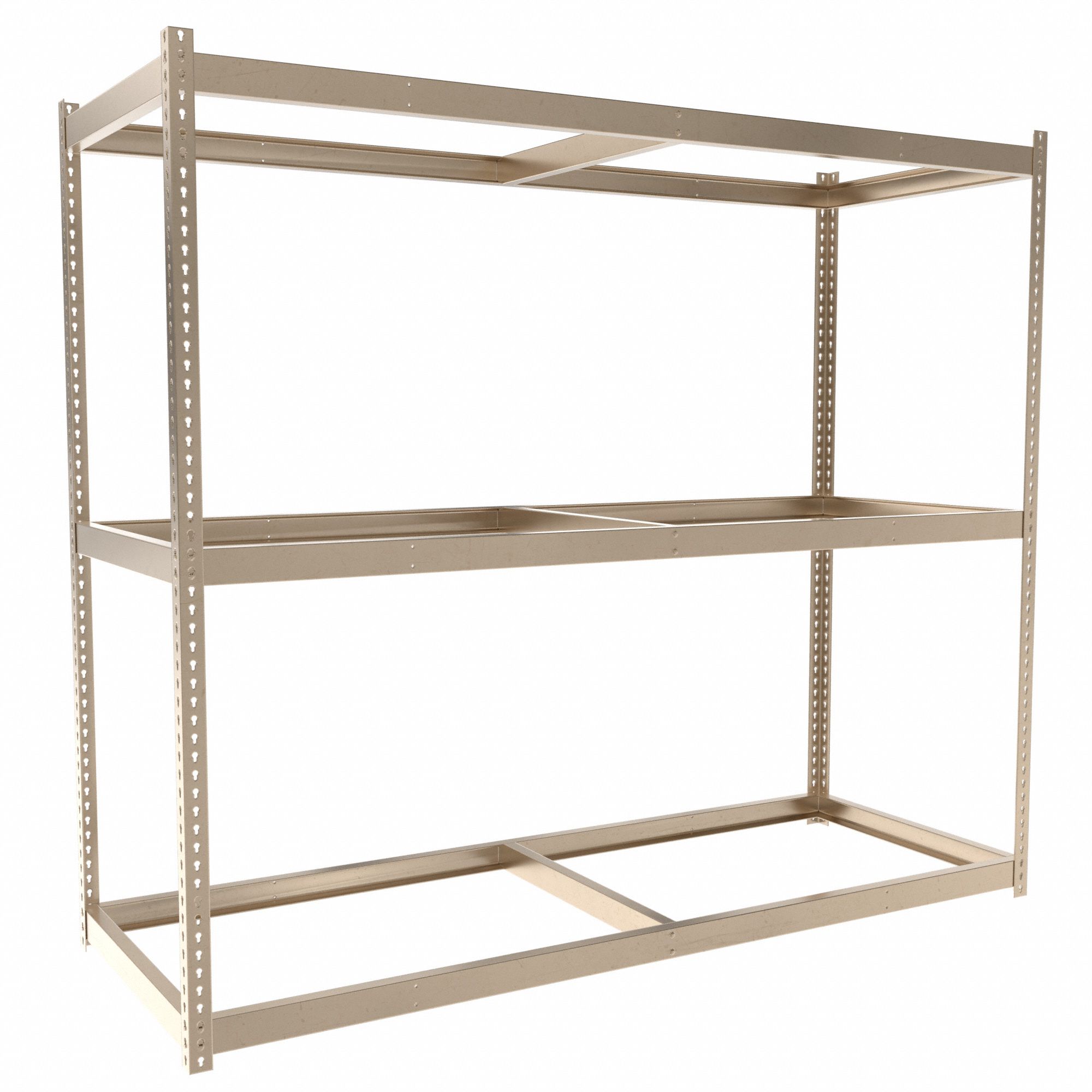 Boltless Shelving: Starter, Heavy-Duty, 96 in x 36 in, 84 in Overall Ht, 3 Shelves, Open