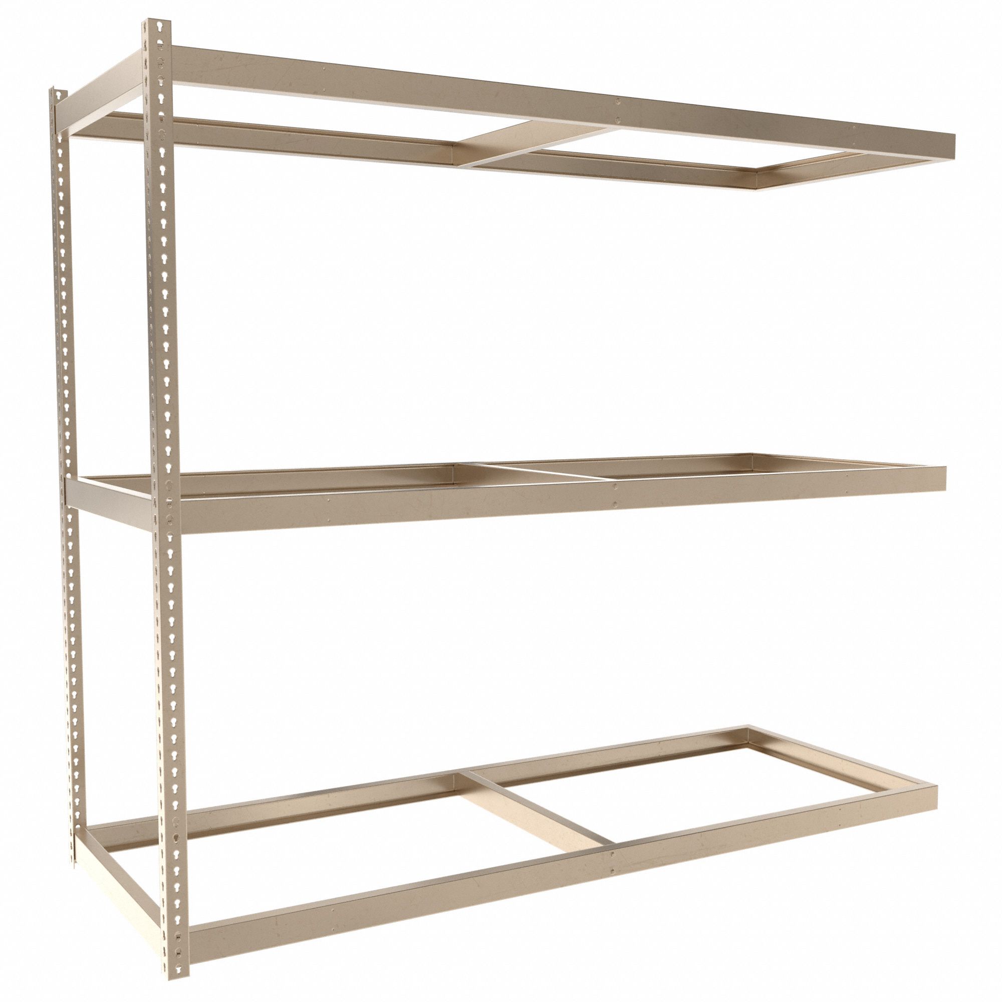 Boltless Shelving: Add-On, Heavy-Duty, 96 in x 36 in, 84 in Overall Ht, 3 Shelves